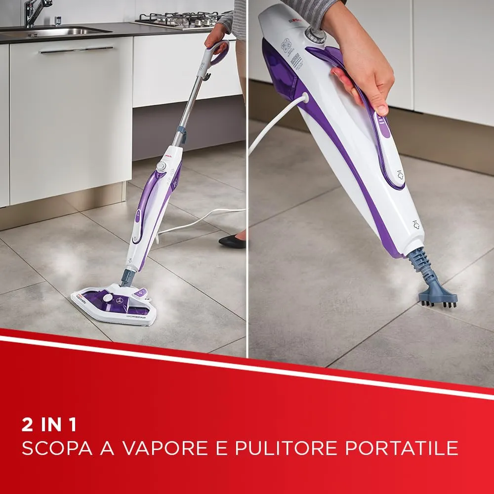 Polti Vaporetto SV440 Double Scopa a Vapore 2 in 1 con Pulitore Portatile - Porpora - immagine 2
