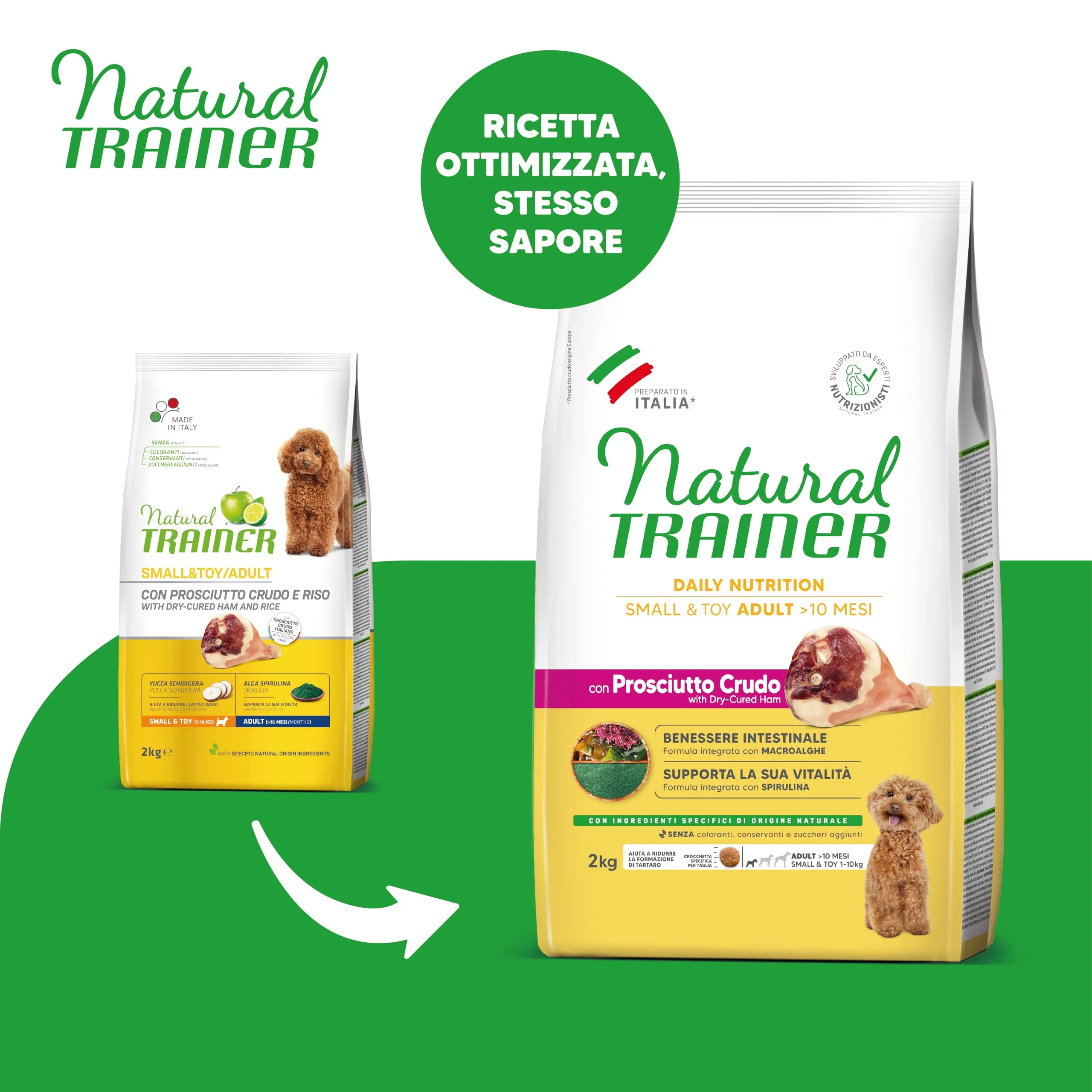 Trainer Natural Cibo per Cani Small and Toy Adult, Prosciutto Crudo, 2 kg - immagine 2