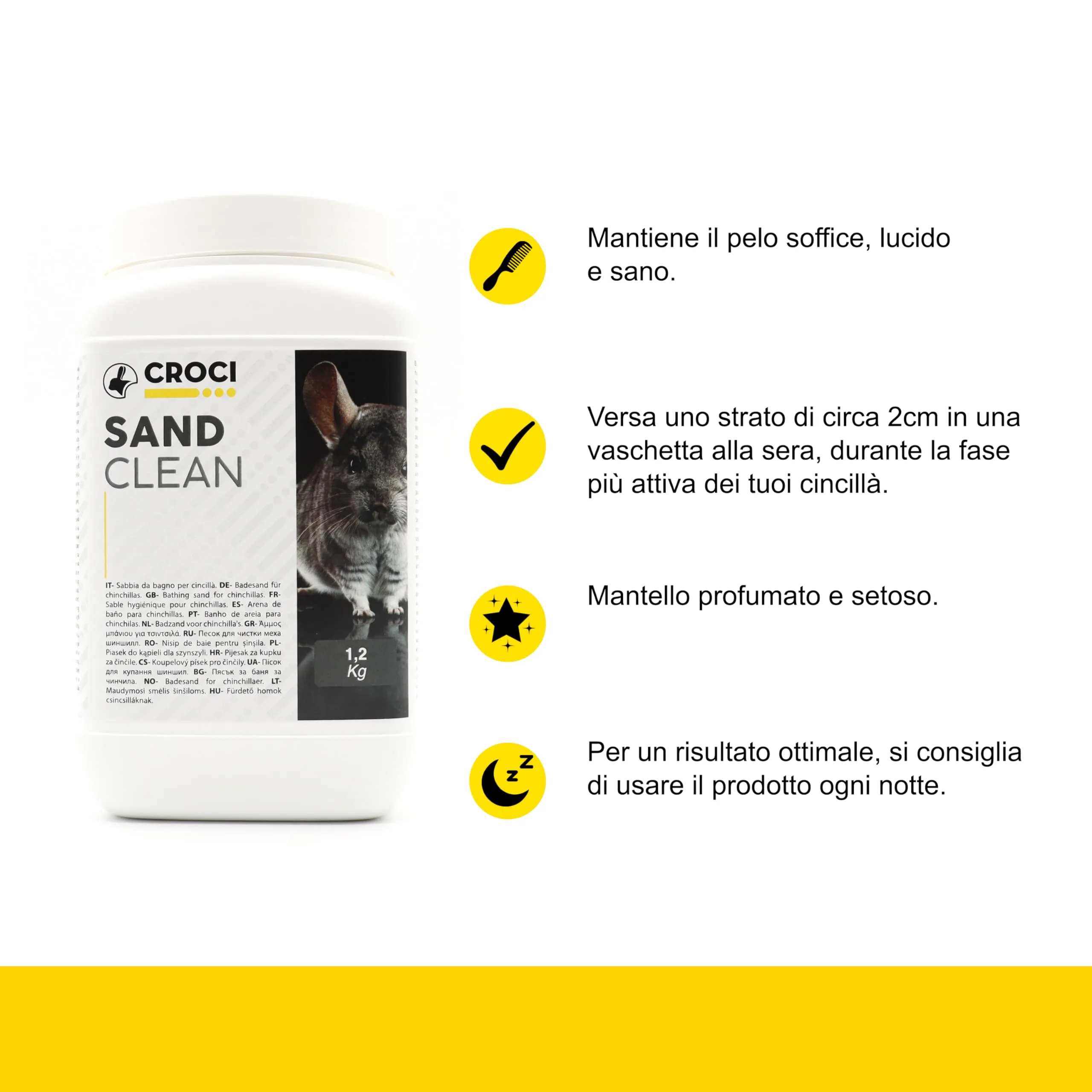 Croci Sand Clean Sabbia per Cincillà e Piccoli Roditori, 1,2 kg - immagine 2