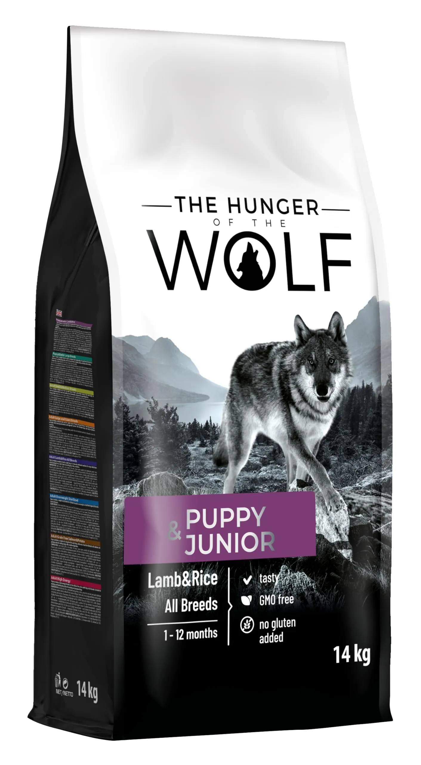 The Hunger of the Wolf Cibo secco per cuccioli e cani giovani di tutte le razze, linea delicata senza cereali a base di riso e agnello - 14 kg - immagine 1