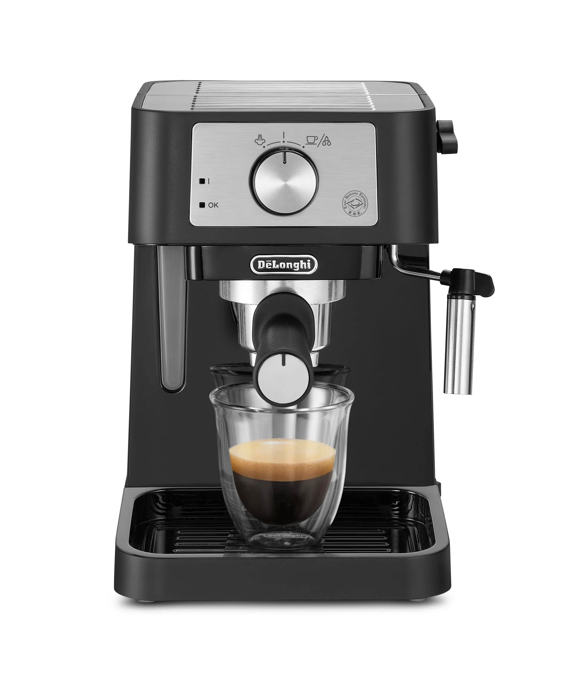 De'Longhi EC260.BK Macchina da Caffè per Polvere o Cialde E.S.E. con Sistema Latte Manuale e Caldaia in Acciaio Inox - immagine 2