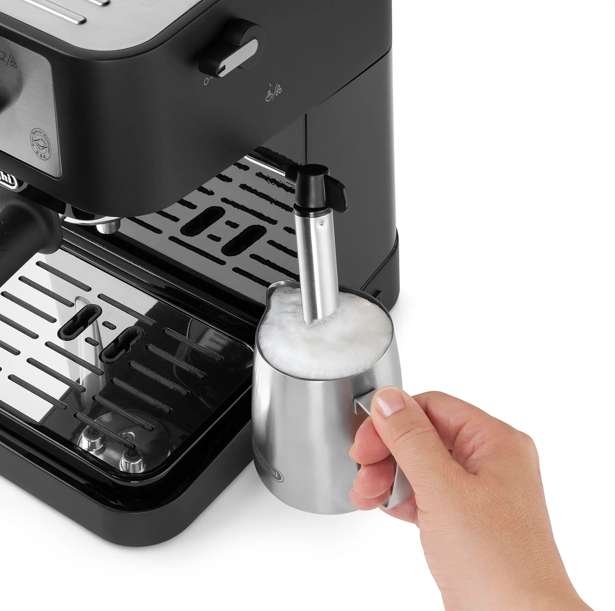 De'Longhi EC260.BK Macchina da Caffè per Polvere o Cialde E.S.E. con Sistema Latte Manuale e Caldaia in Acciaio Inox - immagine 3