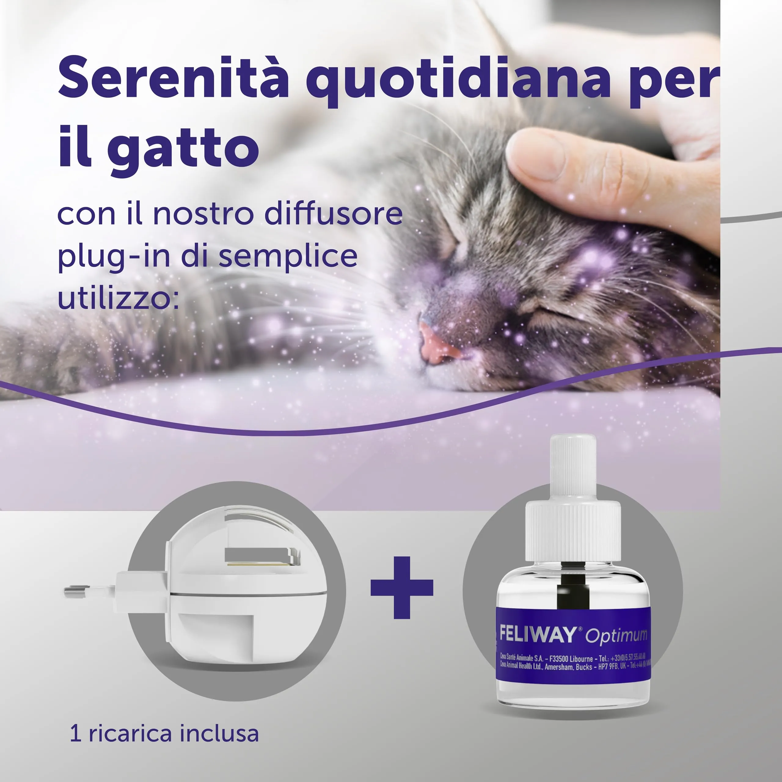 FELIWAY Optimum Starter Kit Diffusore di Feromoni Calmanti per Gatti, 48 ml - immagine 3