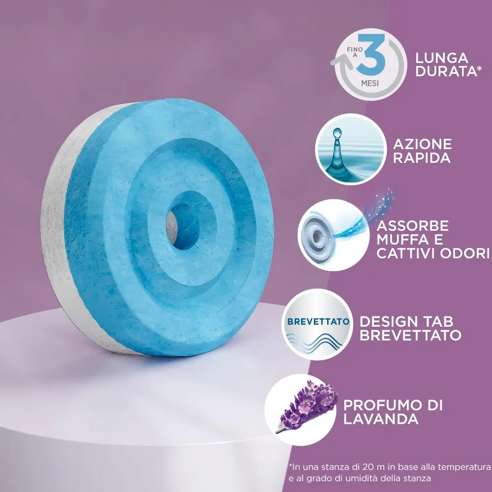 Ariasana Aero 360° Ricarica Tab Lavanda, Assorbi Umidità e Cattivi Odori, 3 Pezzi da 450g - immagine 3