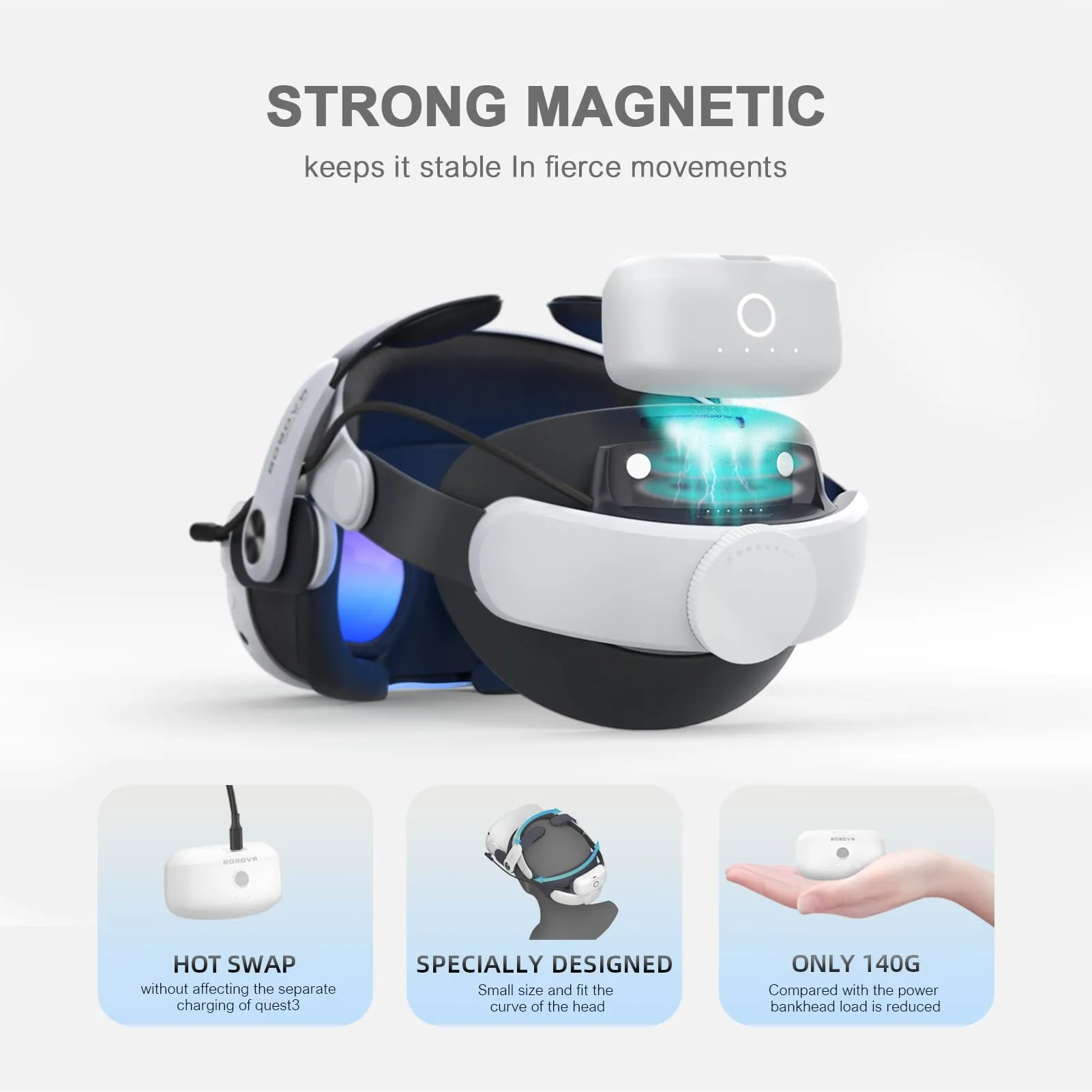 BOBOVR M3 Pro Cinturino per Testa con Batteria per Quest 3/Quest 3S - immagine 7