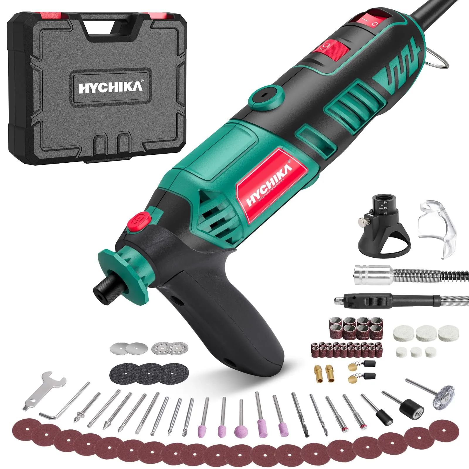 HYCHIKA Utensile Rotante 170W, 6 Velocità Variabili 8000-35000 RPM, Verde - immagine 2