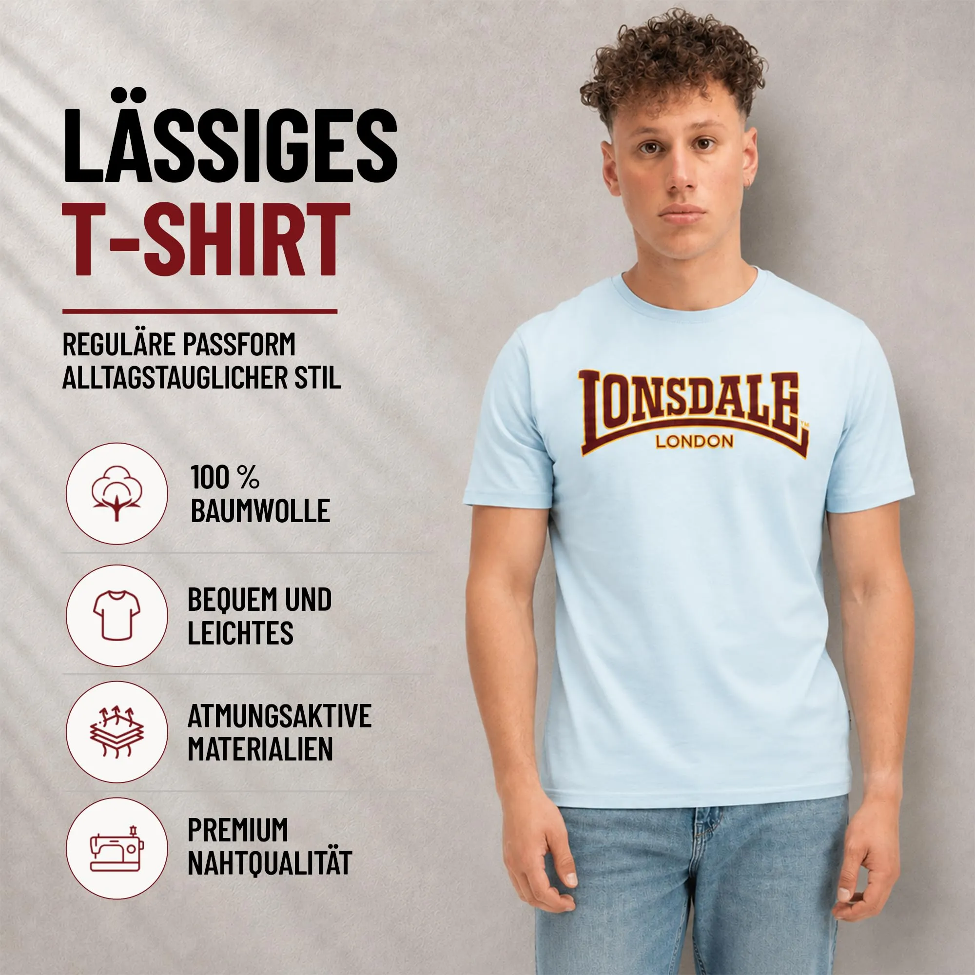 Lonsdale Giacca Classica da Uomo, Soft Sky, 3XL - immagine 6