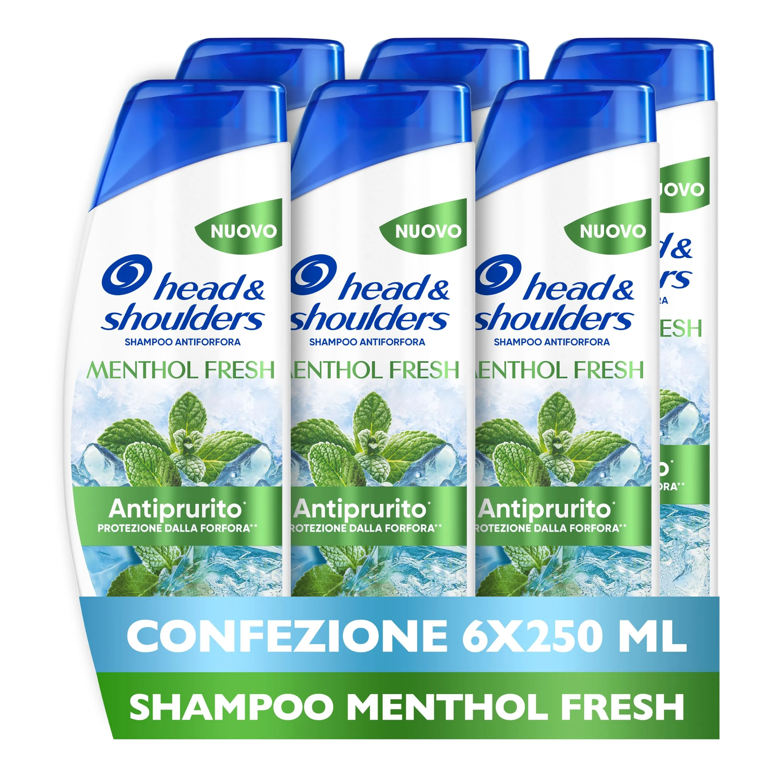 Head & Shoulders Shampoo Antiprurito Menthol Fresh, 6x250ml - immagine 1