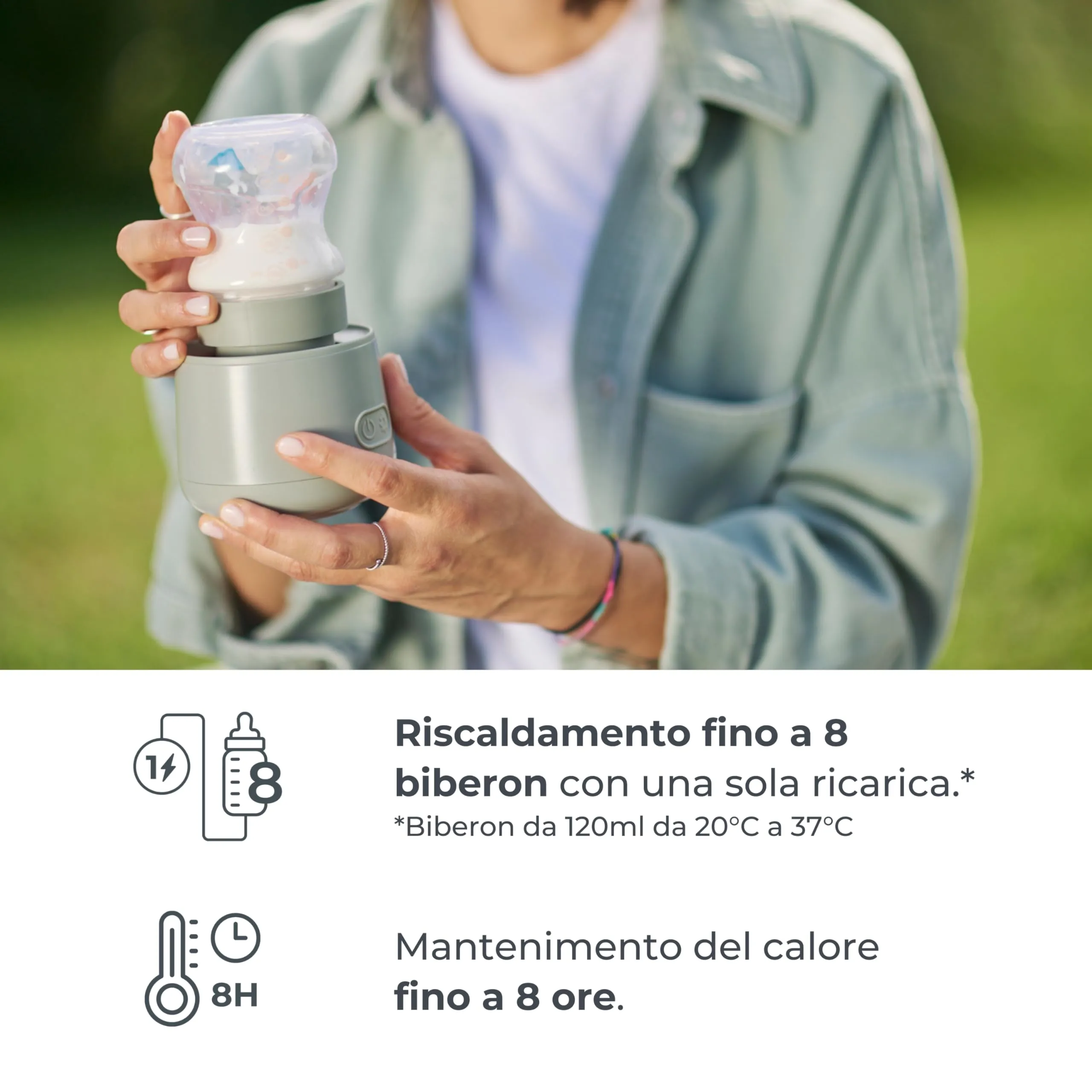 Nuvita Warm’n’Go 1162 Scaldabiberon Portatile Universale USB, Sage Green - immagine 6