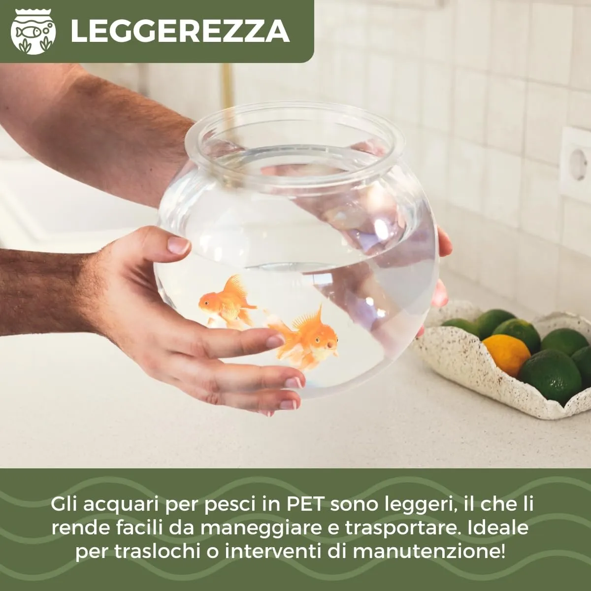 Mobiclinic Nemo Boccia per pesci, 4 litri, Plastica PET, Trasparente, 20x20x17,5 cm - immagine 5