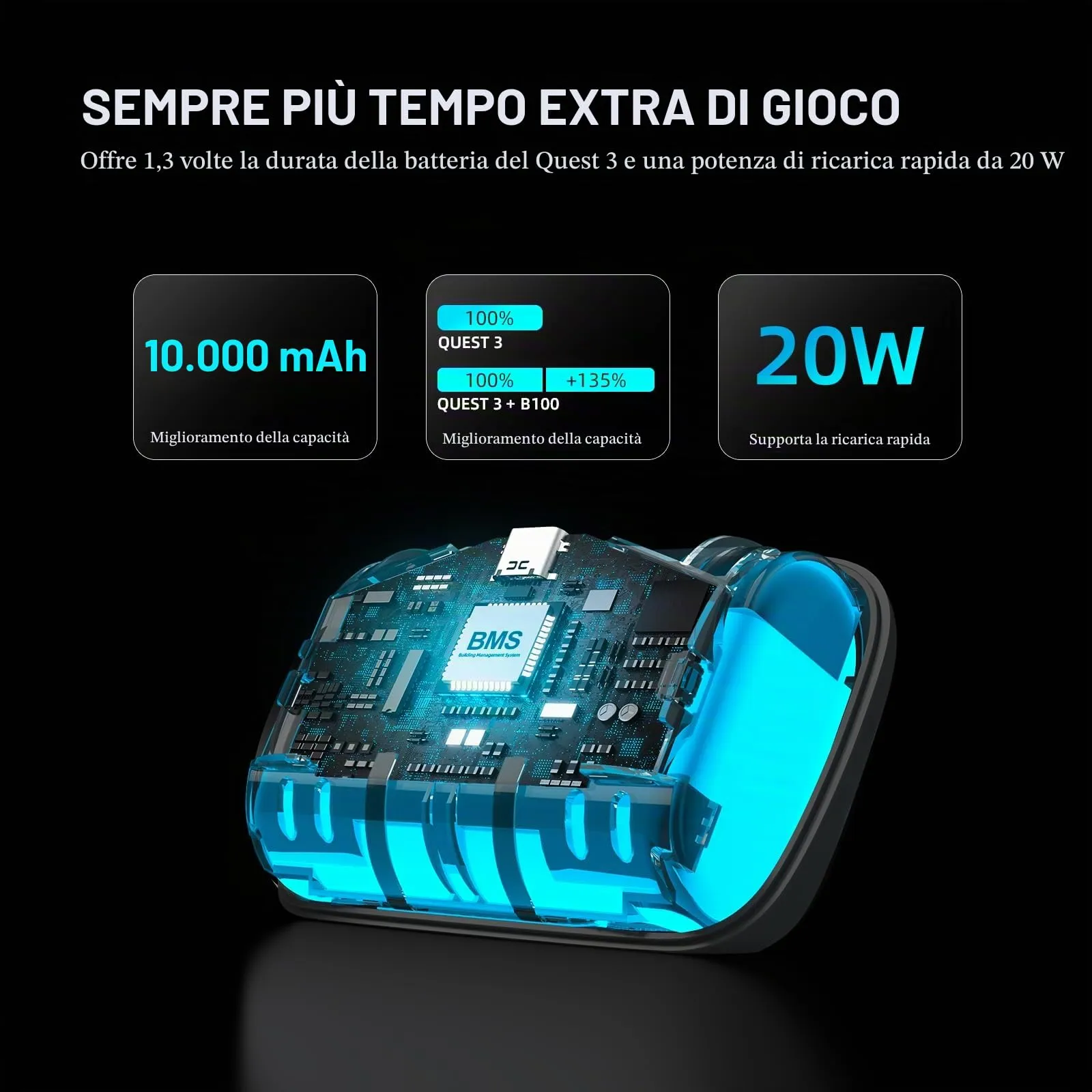 BOBOVR B100 Batteria Ricambio 10000mAh per S3 Pro - immagine 3