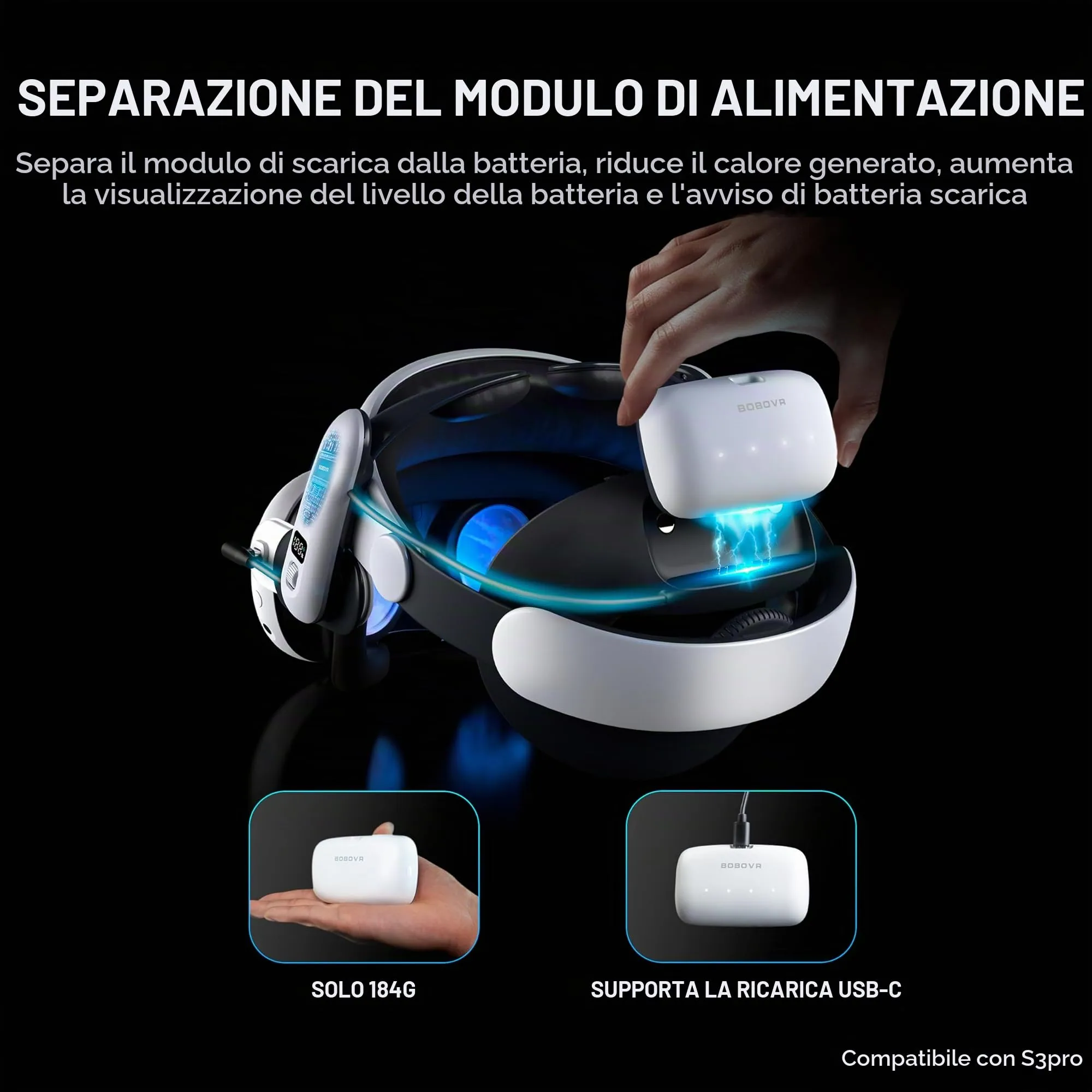 BOBOVR B100 Batteria Ricambio 10000mAh per S3 Pro - immagine 4