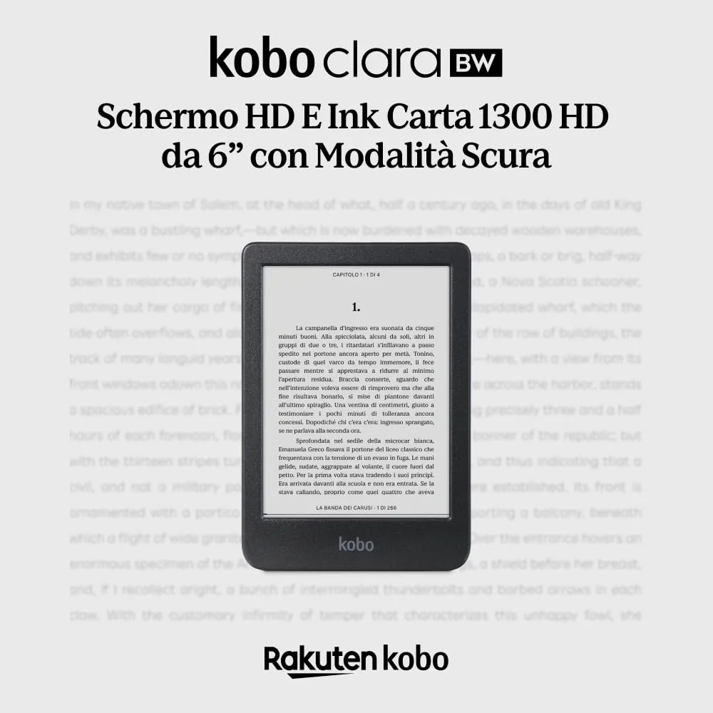 Kobo Clara BW eReader 6" E Ink Carta 1300 - Nero - immagine 2