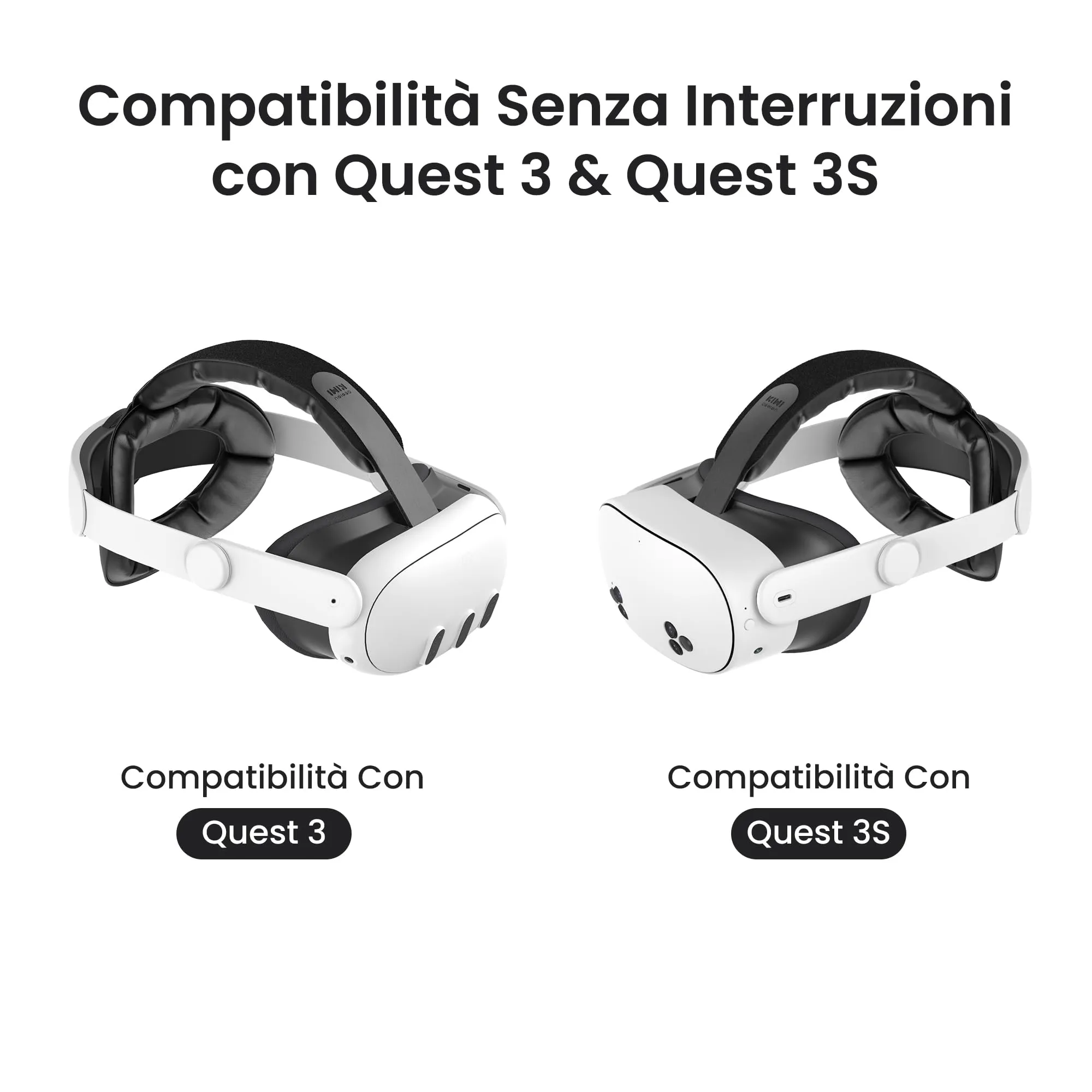 KIWI design K4 Cinturino Comodo regolabile per Quest 3/3S, Bianco, senza batteria - immagine 5
