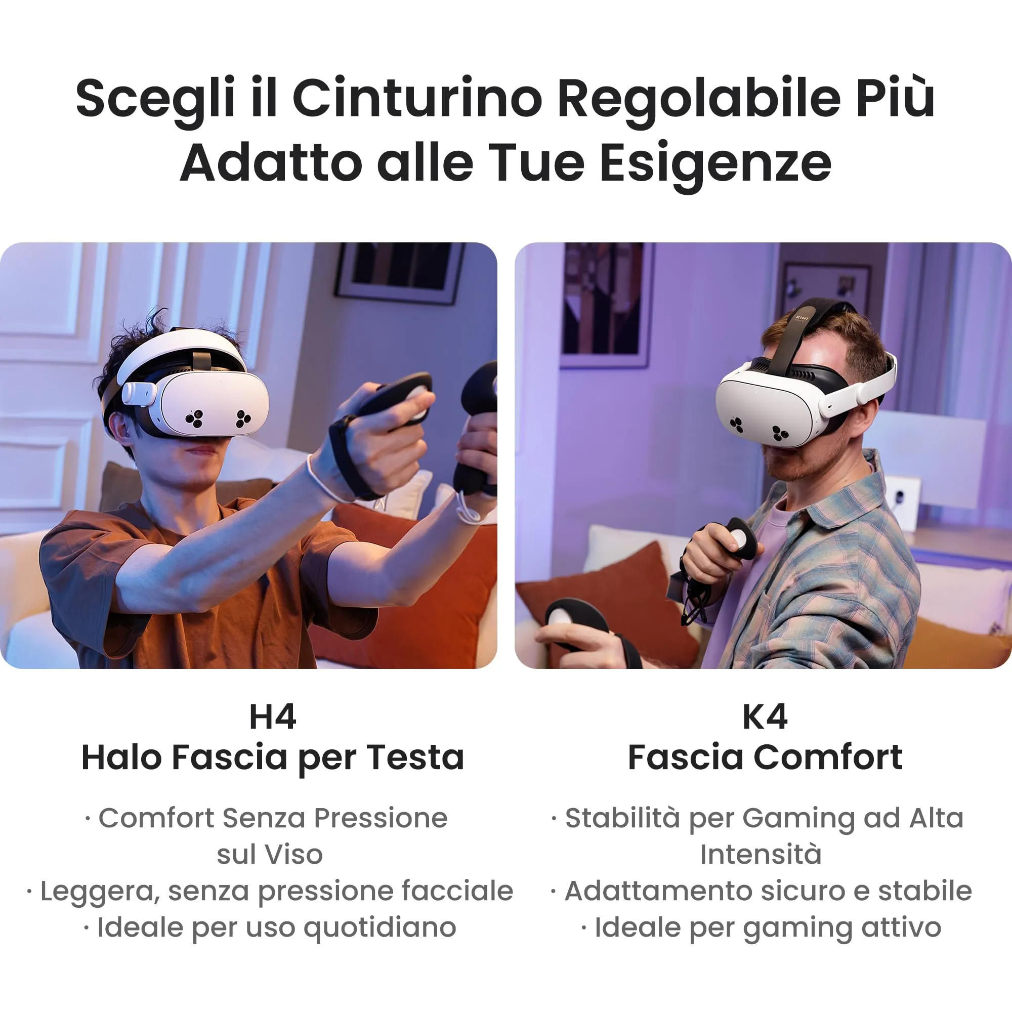KIWI design K4 Cinturino Comodo regolabile per Quest 3/3S, Bianco, senza batteria - immagine 7