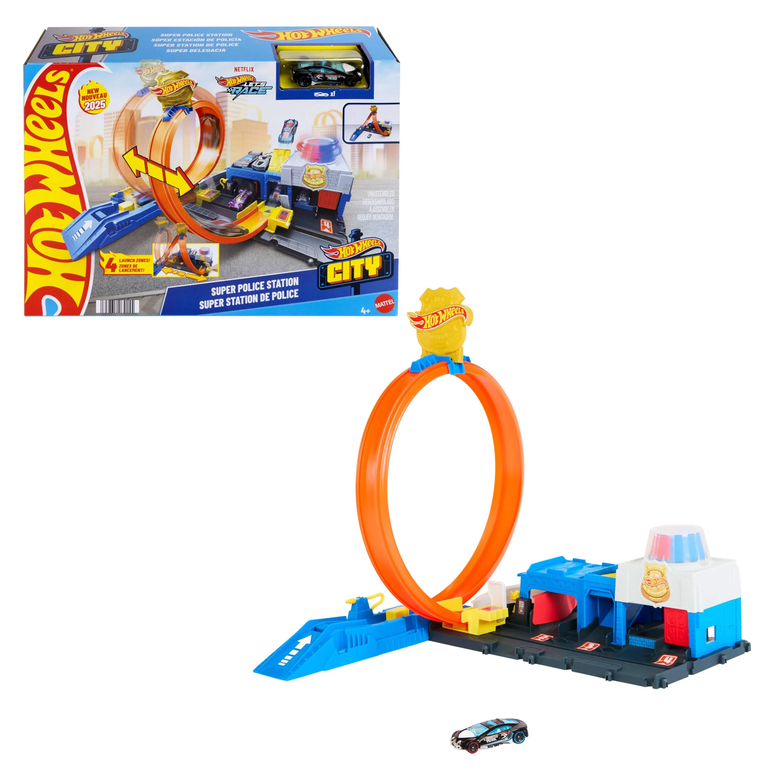 Hot Wheels City Super Stazione di Polizia Playset e macchinina - immagine 1
