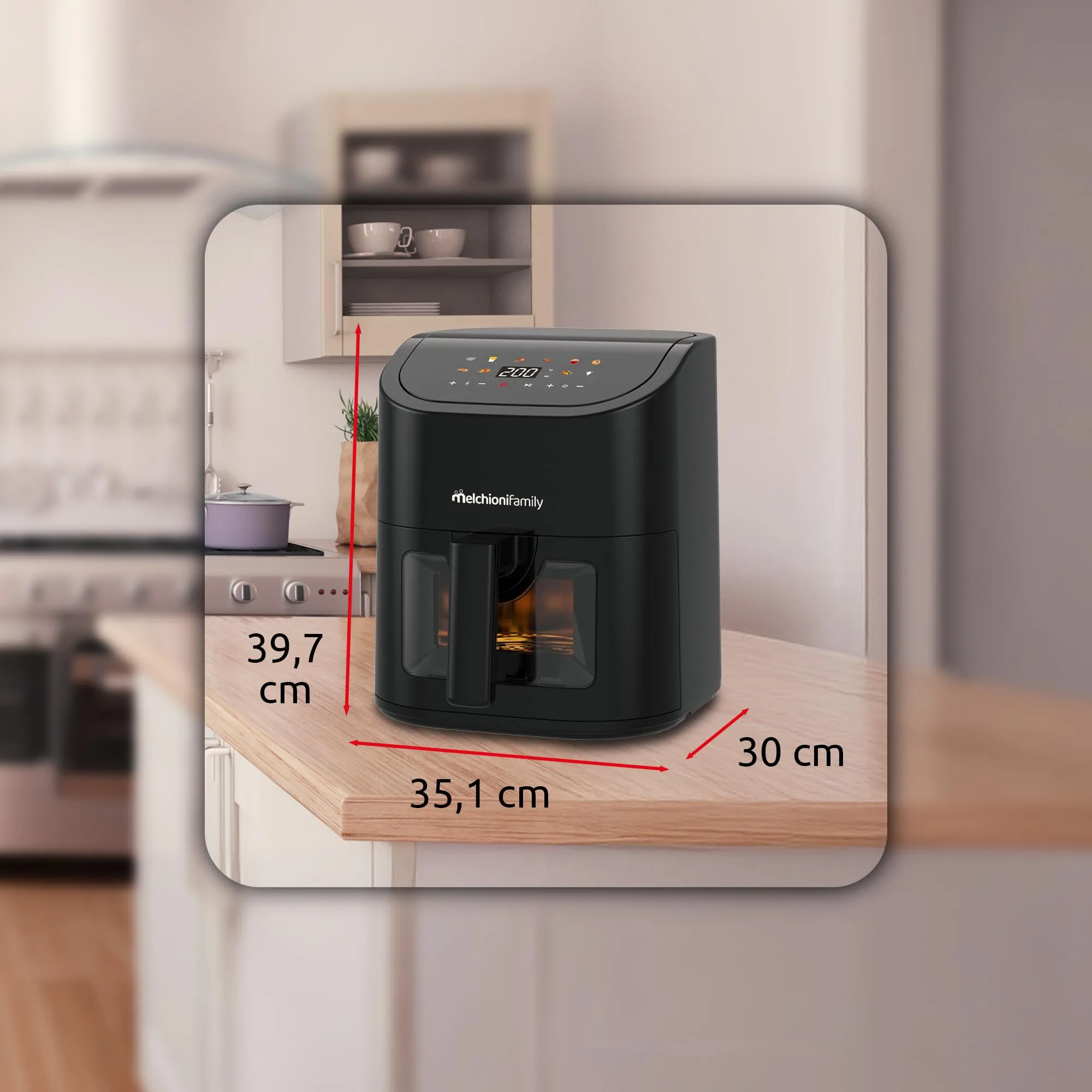 Melchioni Emma Friggitrice ad Aria 5L, 8 Programmi, Display Touch, 1500W - immagine 3