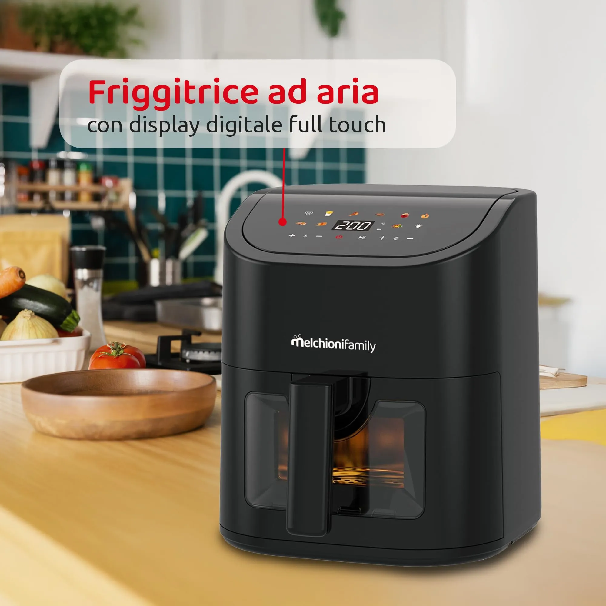Melchioni Emma Friggitrice ad Aria 5L, 8 Programmi, Display Touch, 1500W - immagine 5