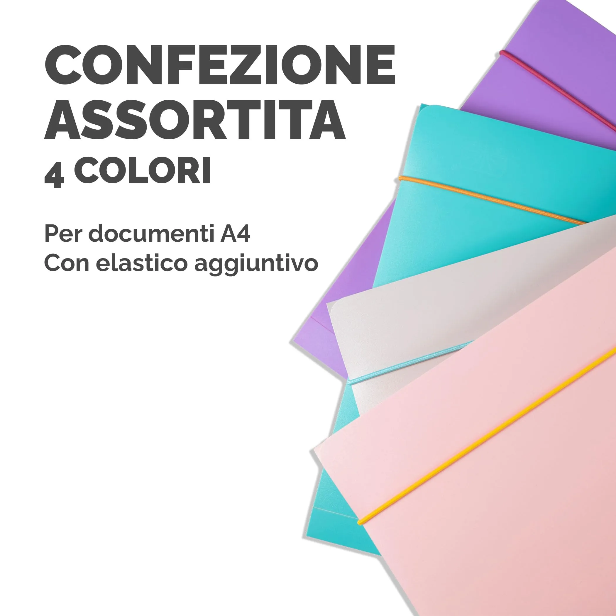 Fellowes Cartelline 3 Lembi ViceVersa, A4, Confezione da 4 Pezzi, Colori Assortiti - immagine 2