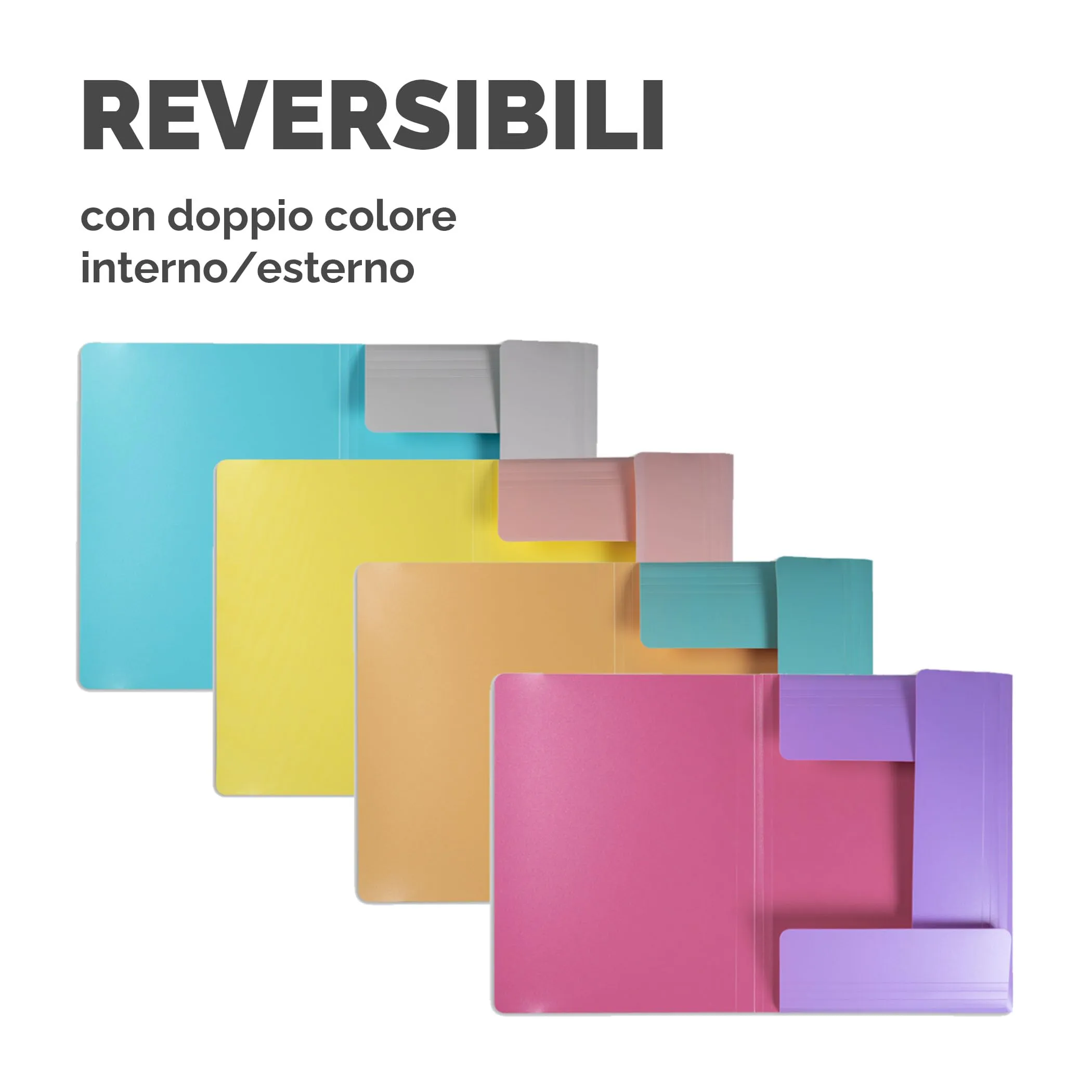 Fellowes Cartelline 3 Lembi ViceVersa, A4, Confezione da 4 Pezzi, Colori Assortiti - immagine 3