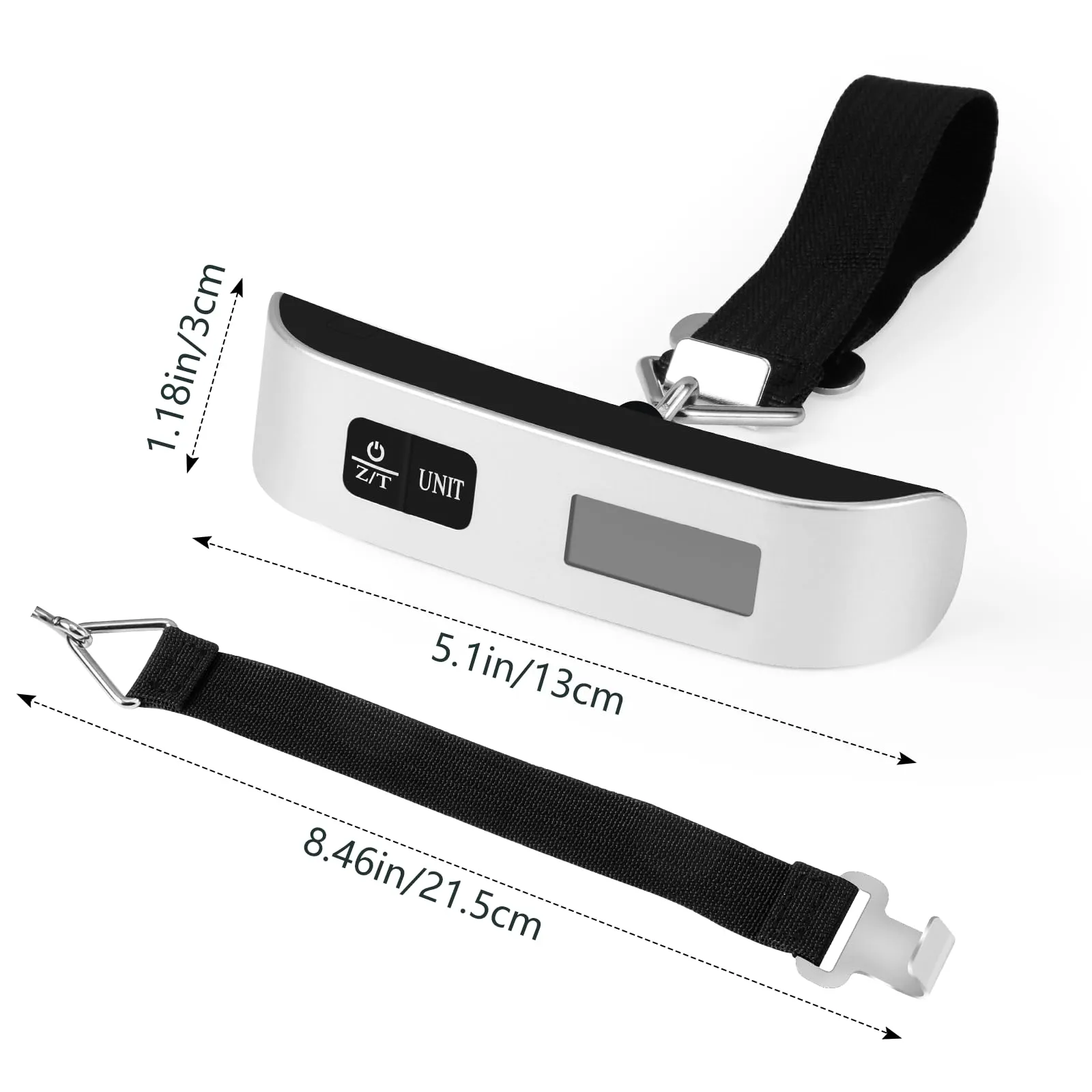 Brencco Bilancia Digitale per Valigie, 50kg/110lb, Display LCD e Funzione Tara, Argento - immagine 7