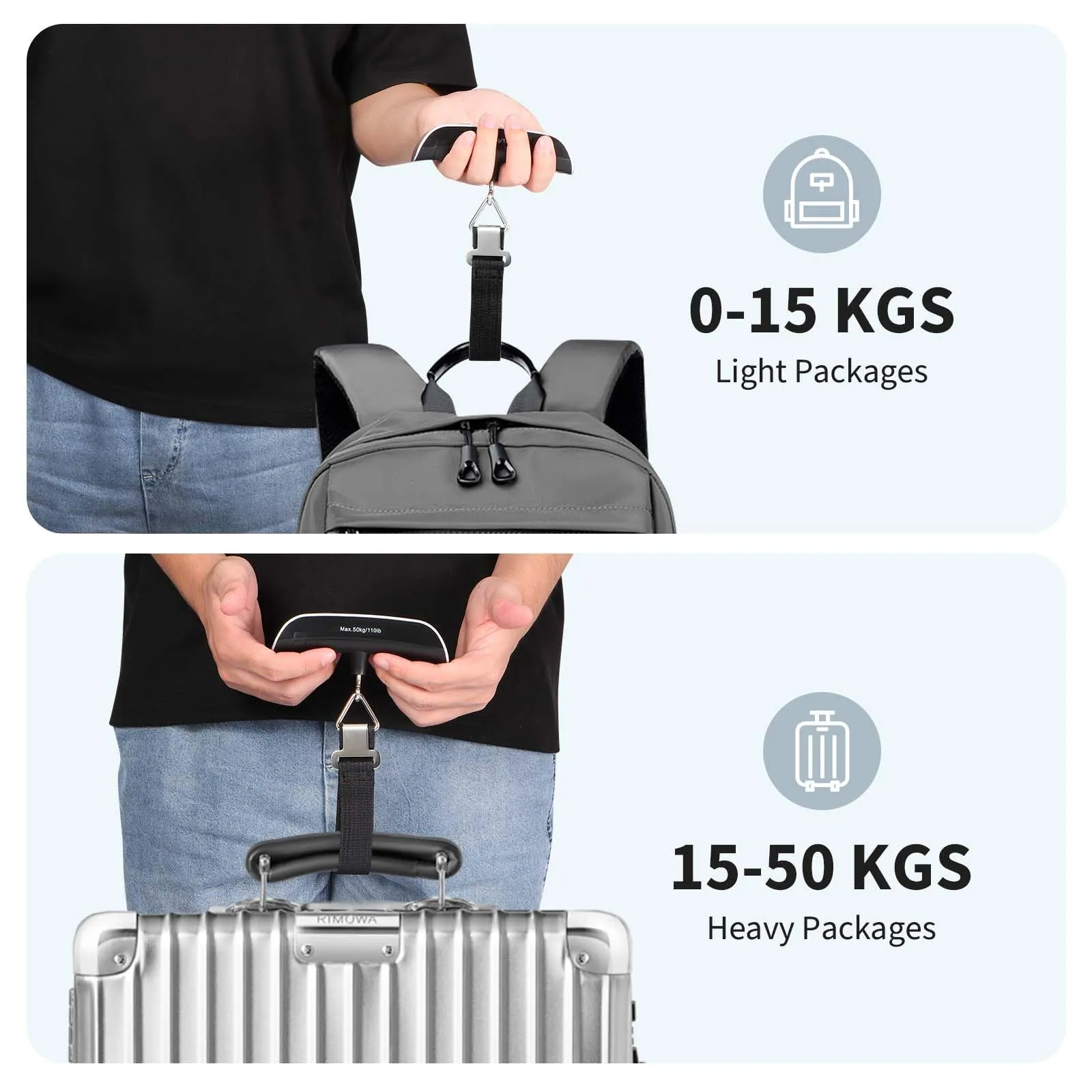 Blendura Bilancia Valigie da Viaggio 50 kg, Argento - immagine 4