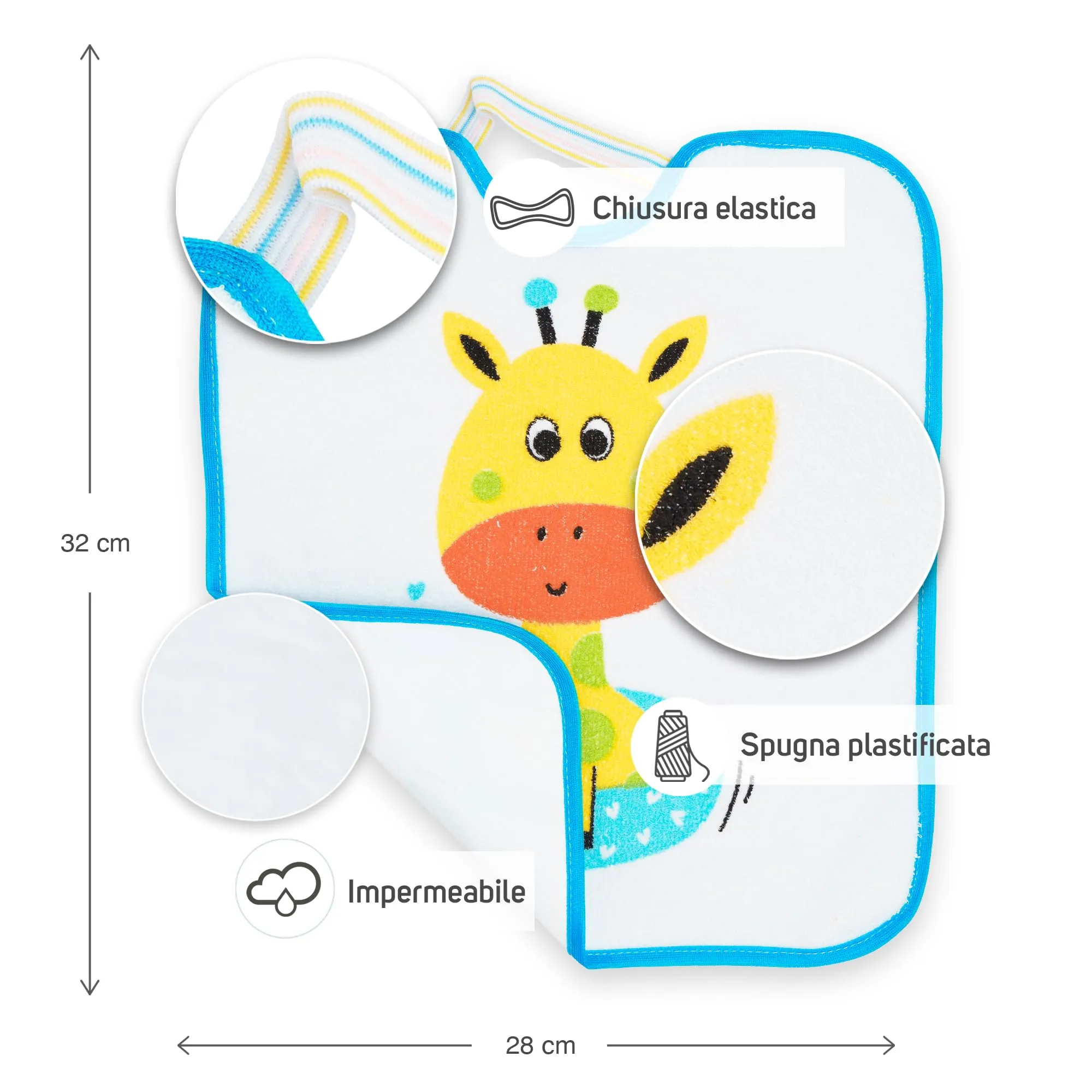 Ti TIN Bavaglini Impermeabili, Pack da 4, 28x32 cm, da 12 Mesi - immagine 2