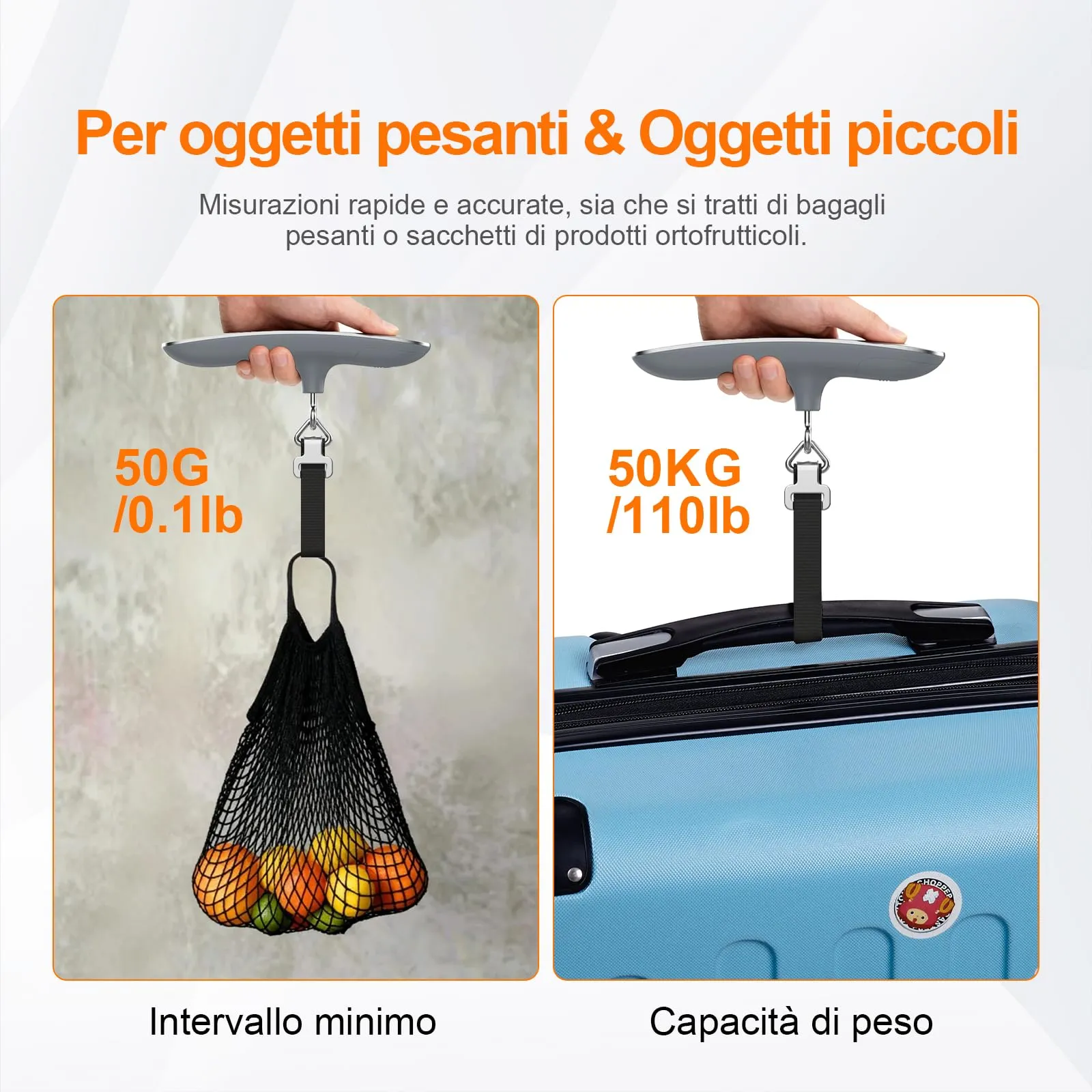 Grifema GA2006 Bilancia da Bagaglio Digitale 50 kg, Argento - immagine 5
