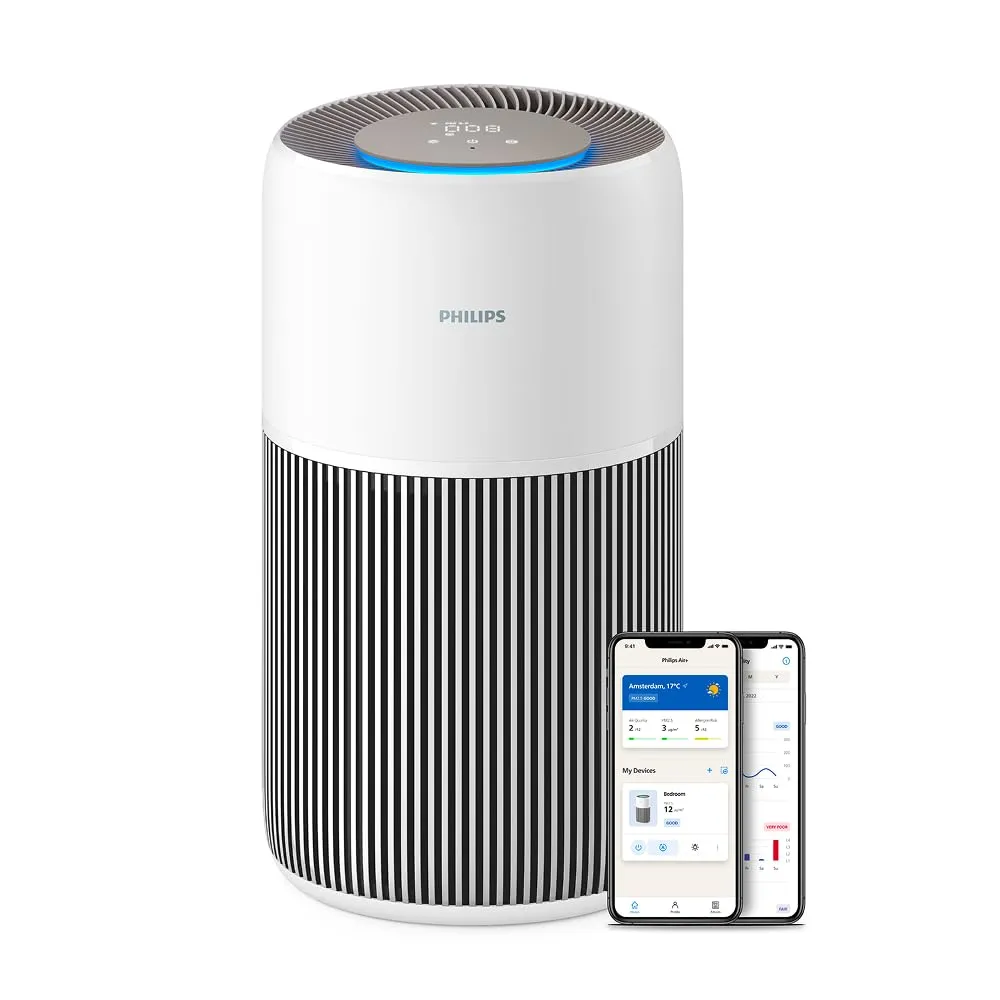 Philips Purificatore d'aria 2200 AC2210/10, Filtro HEPA, 104m², CADR 400m³/h, Arctic White + Beige - immagine 1