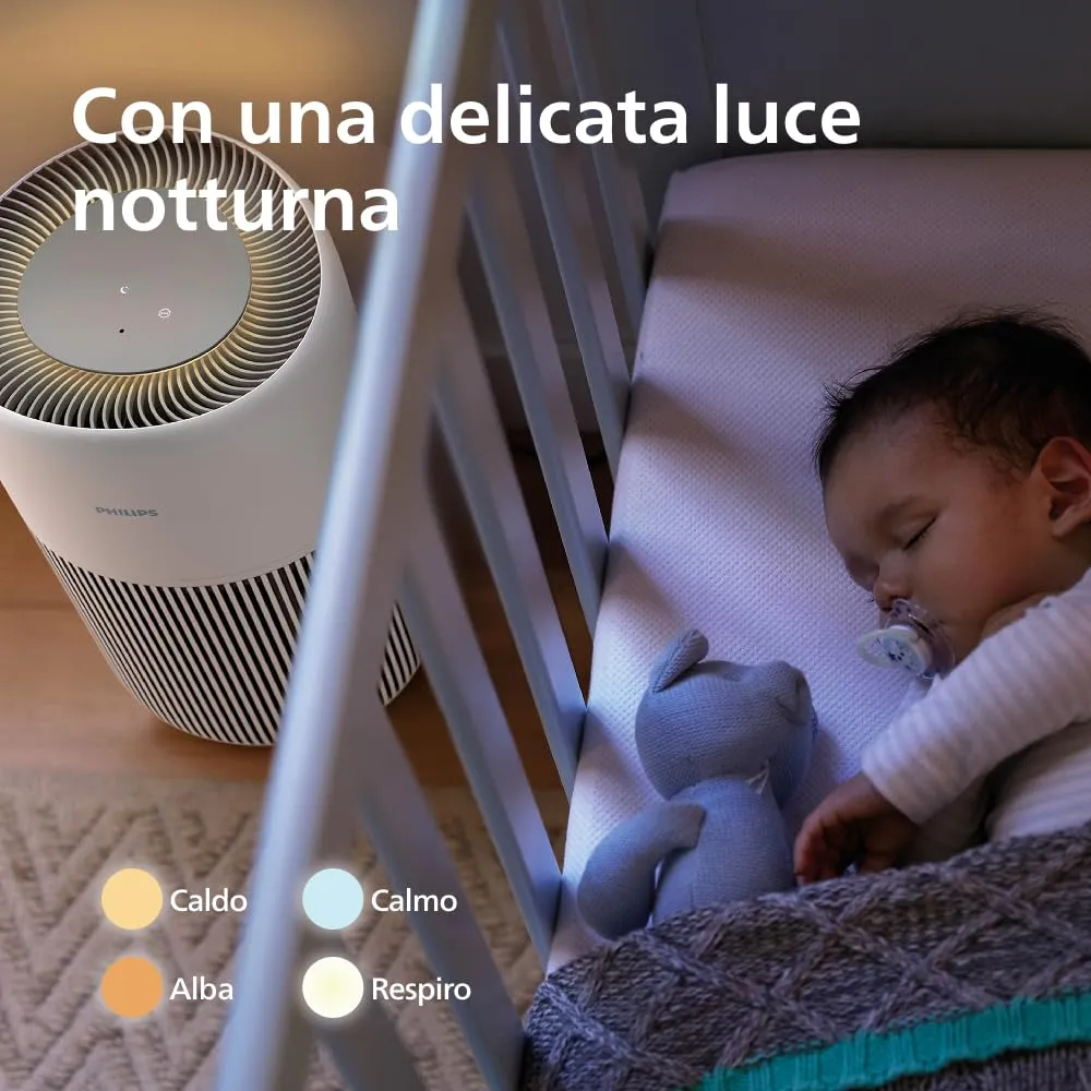 Philips Purificatore d'aria 2200 AC2210/10, Filtro HEPA, 104m², CADR 400m³/h, Arctic White + Beige - immagine 8