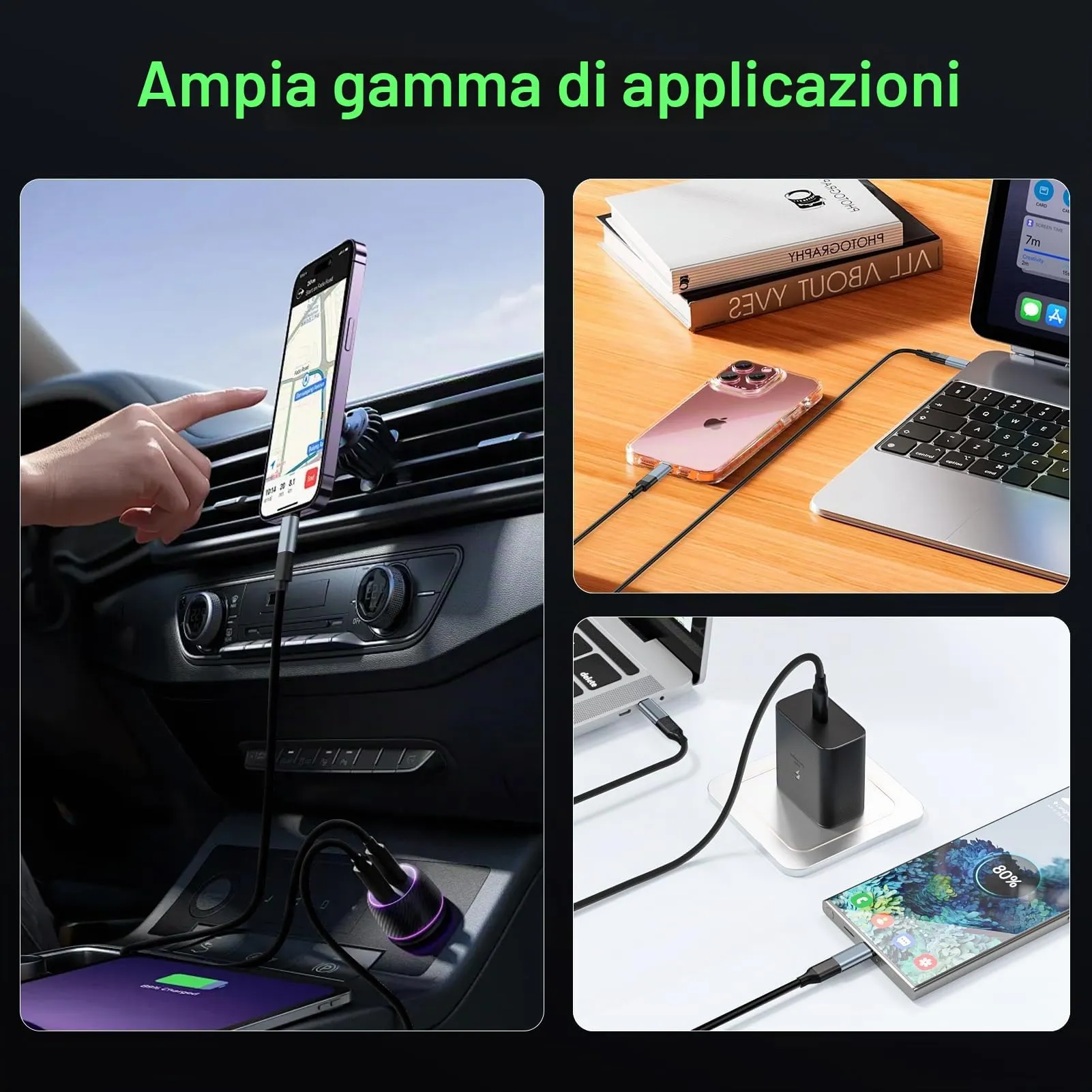 Zacenei Adattatore da Lightning a USB C, 4 pezzi, per iPhone 17/16/15, Galaxy S24/S23, iPad, Grigio - immagine 5