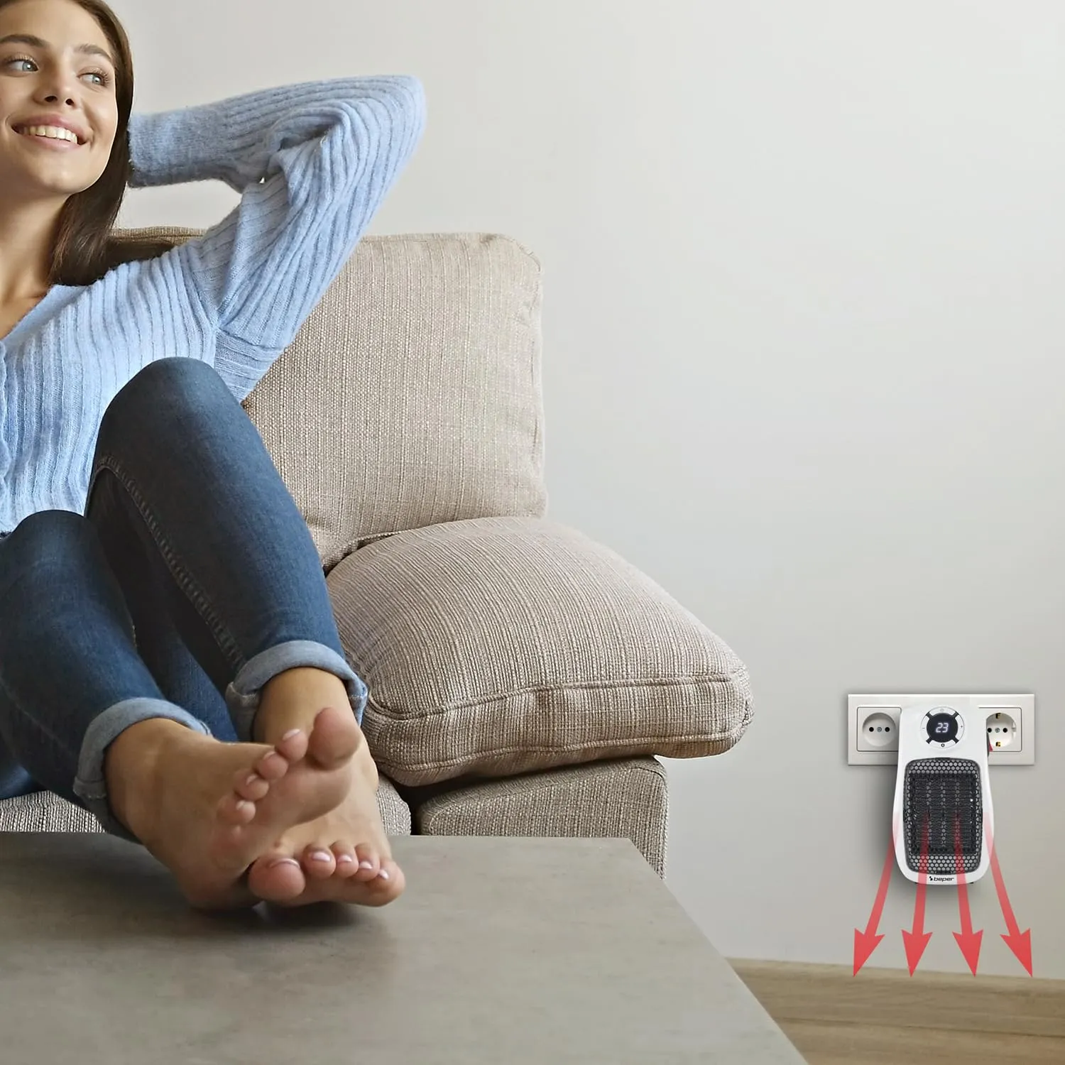 BEPER P203TER350 Mini Termoventilatore Ceramico 500W/1000W con Display LED, Timer 24h e Termostato - immagine 5