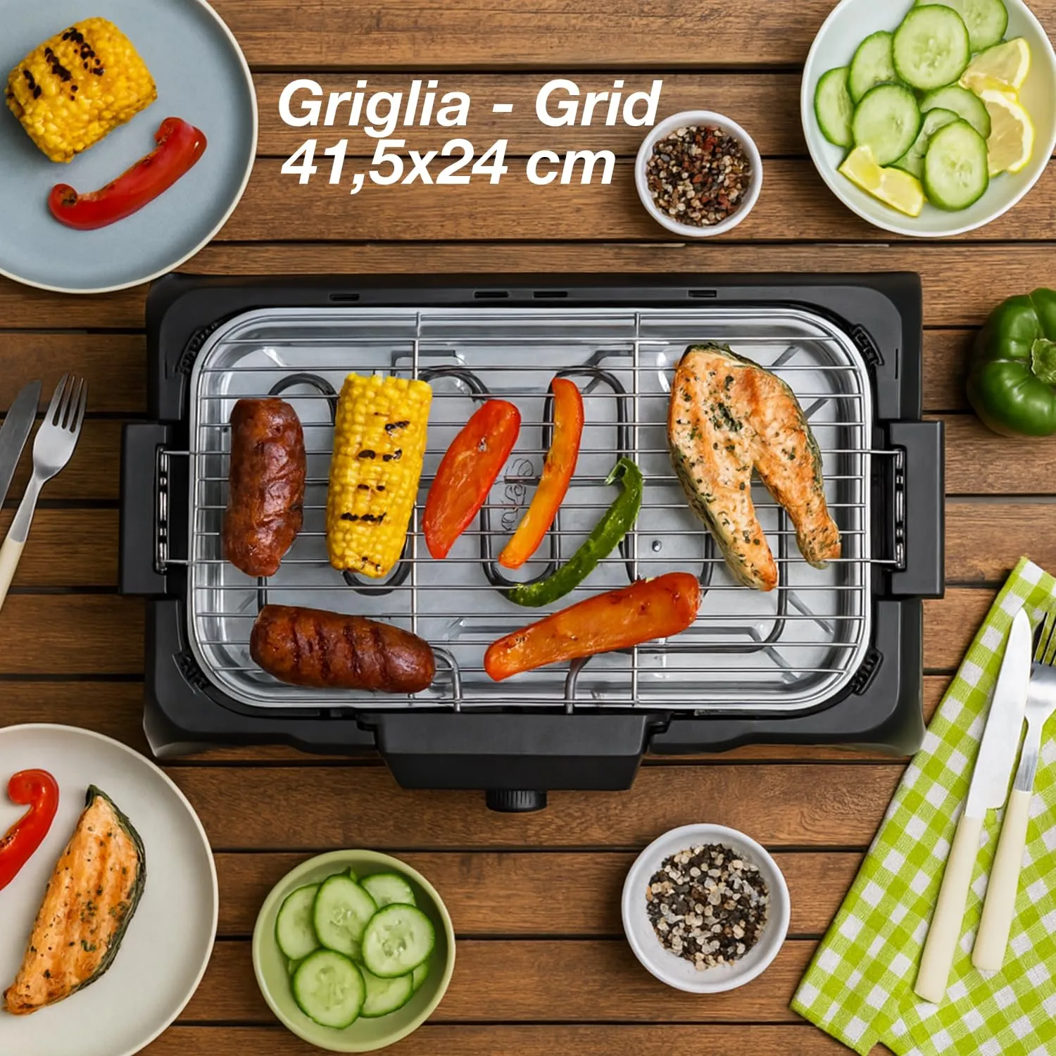 BEPER P101BBQ001 Barbecue Elettrico 2000W, Griglia XXL 41,5x24 cm - immagine 3