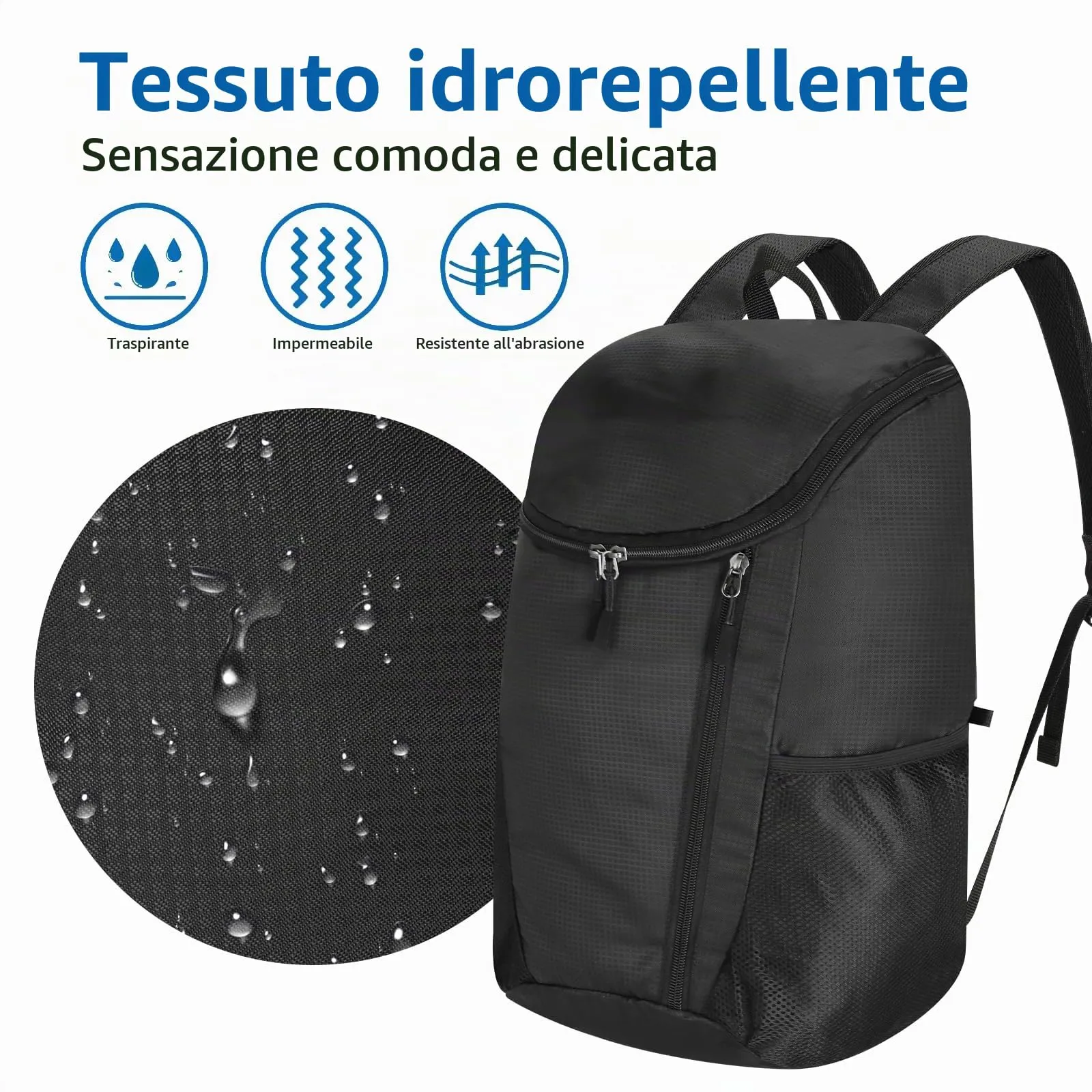 AiQInu Zaino Pieghevole Ultraleggero Impermeabile Multifunzione per Escursionismo, Viaggio e Outdoor, Nero - immagine 2
