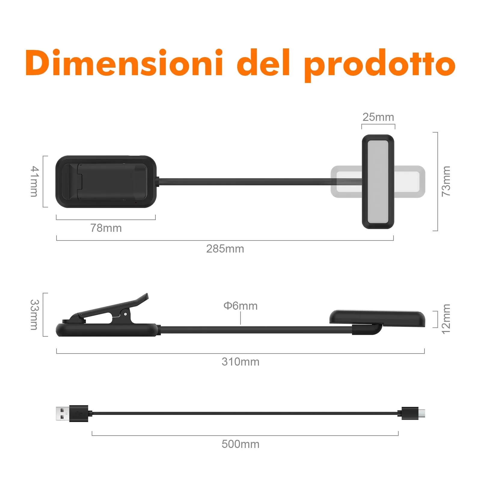 GRIFEMA Lampada da lettura con clip, 10 LED, USB-C, Testa girevole 180°, Nero, GD106 - immagine 8