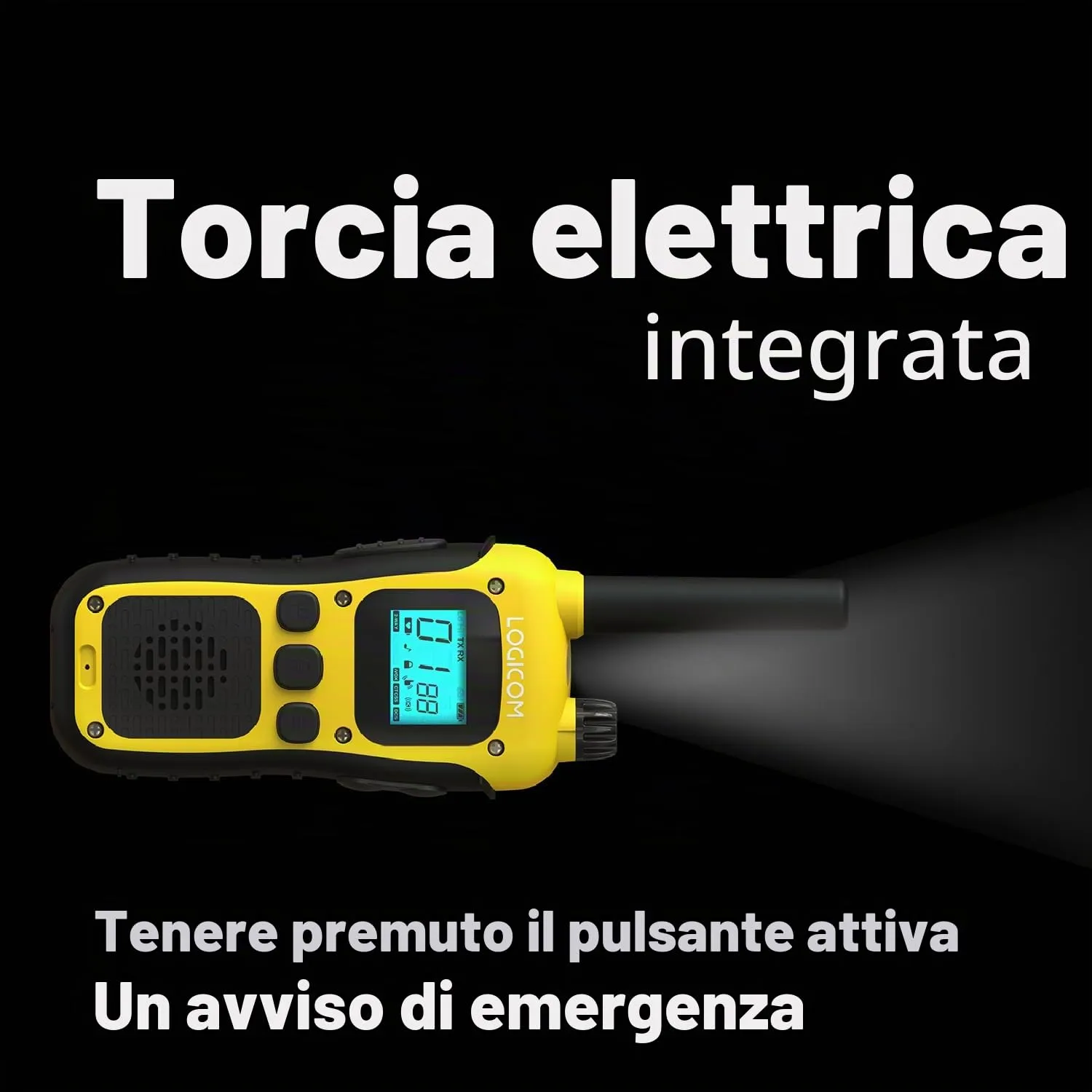 Logicom Adventure Walkie-Talkie PMR446 IP54, 10 km Range, 16 Channels, 1000 mAh Battery, LCD Screen, USB-C, Pack of 2 - immagine 5