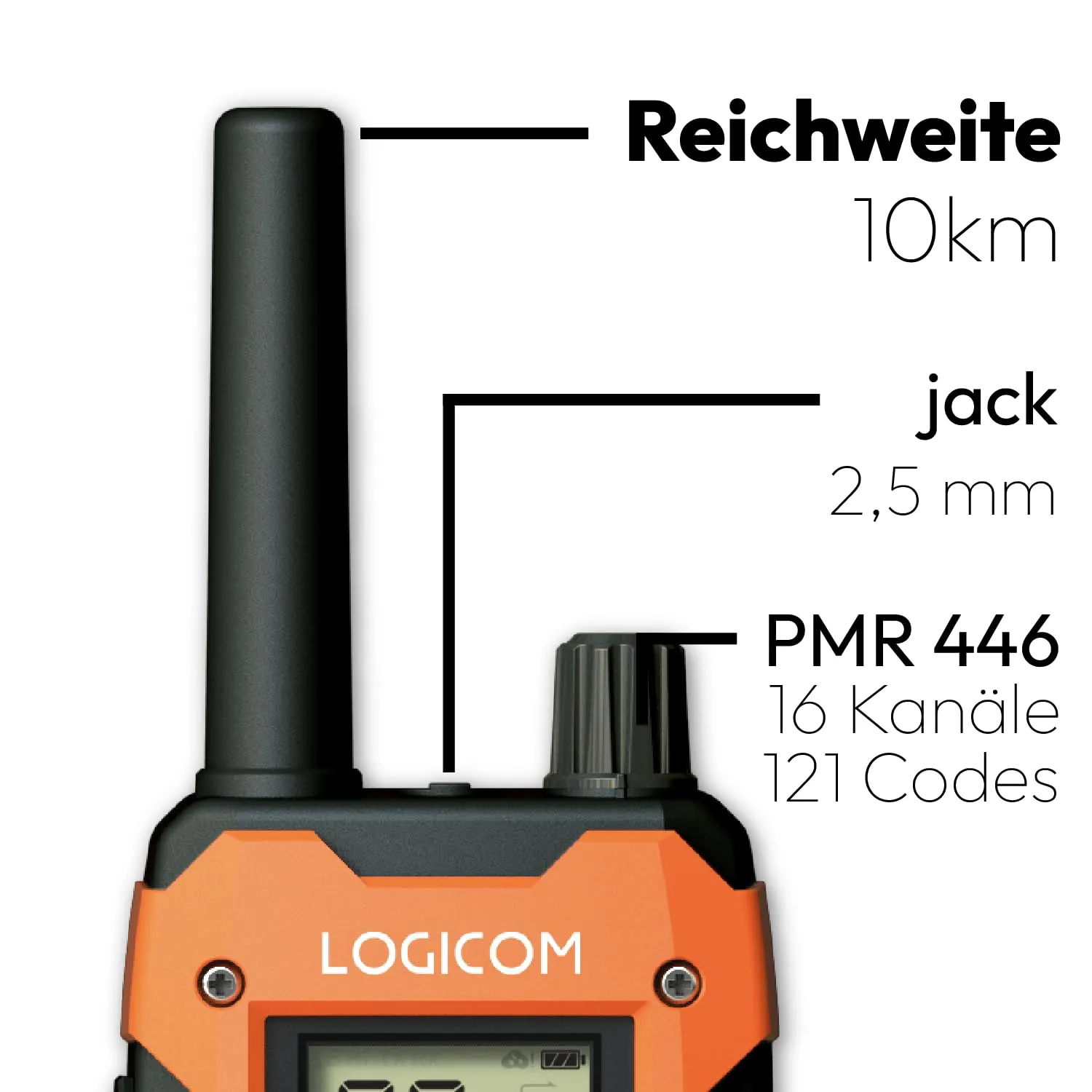 Logicom Extreme Walkie-Talkie PMR446 IP67, 16 canali, 10 km, Confezione da 2 radio - immagine 4