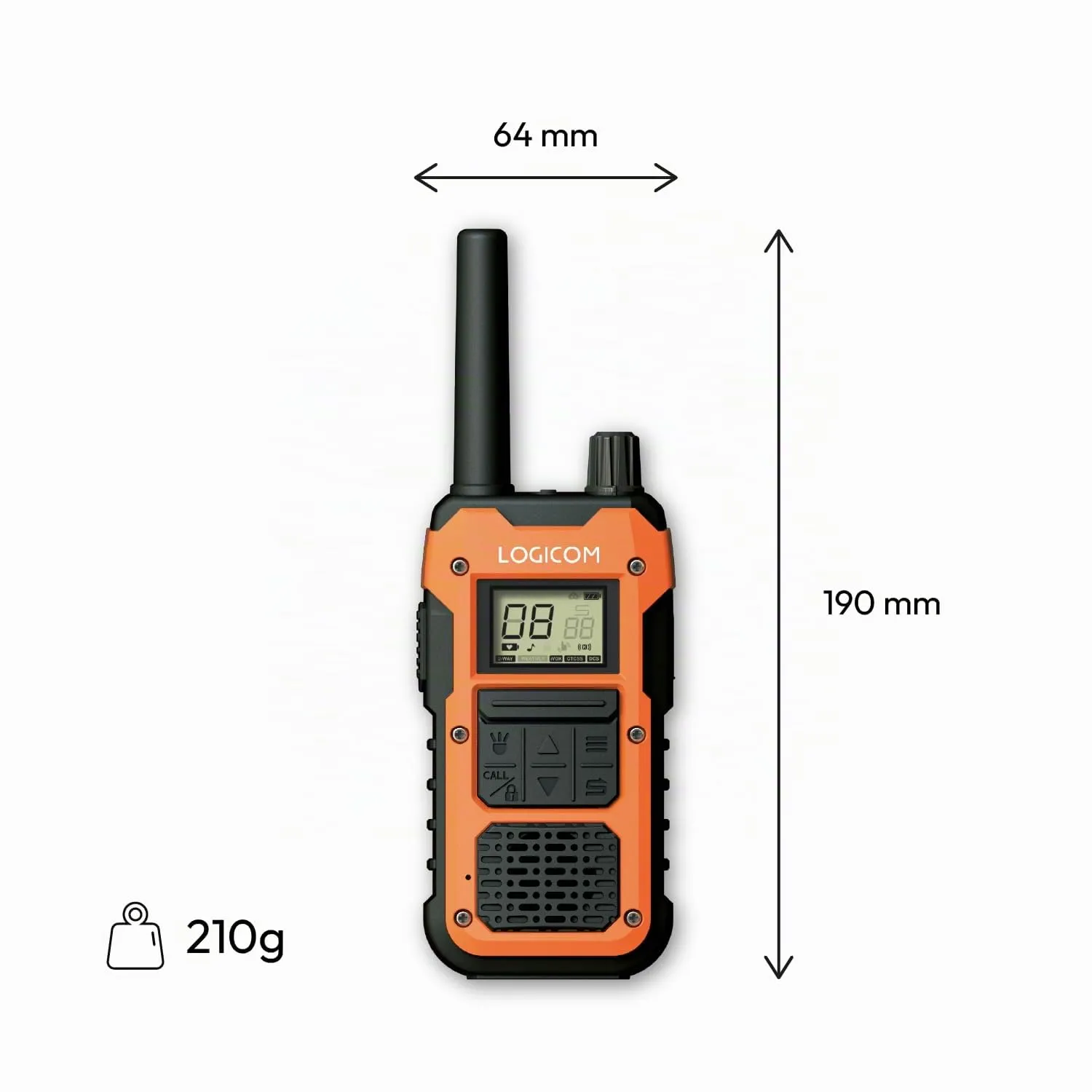 Logicom Extreme Walkie-Talkie PMR446 IP67, 16 canali, 10 km, Confezione da 2 radio - immagine 6