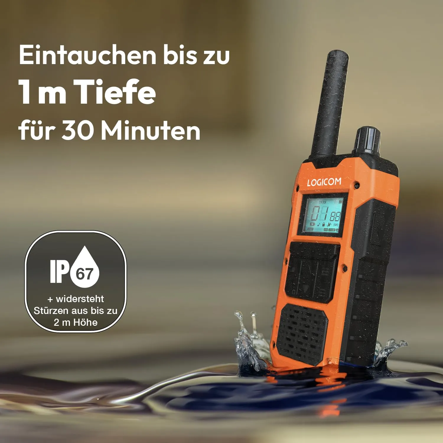 Logicom Extreme Walkie-Talkie PMR446 IP67, 16 canali, 10 km, Confezione da 2 radio - immagine 8