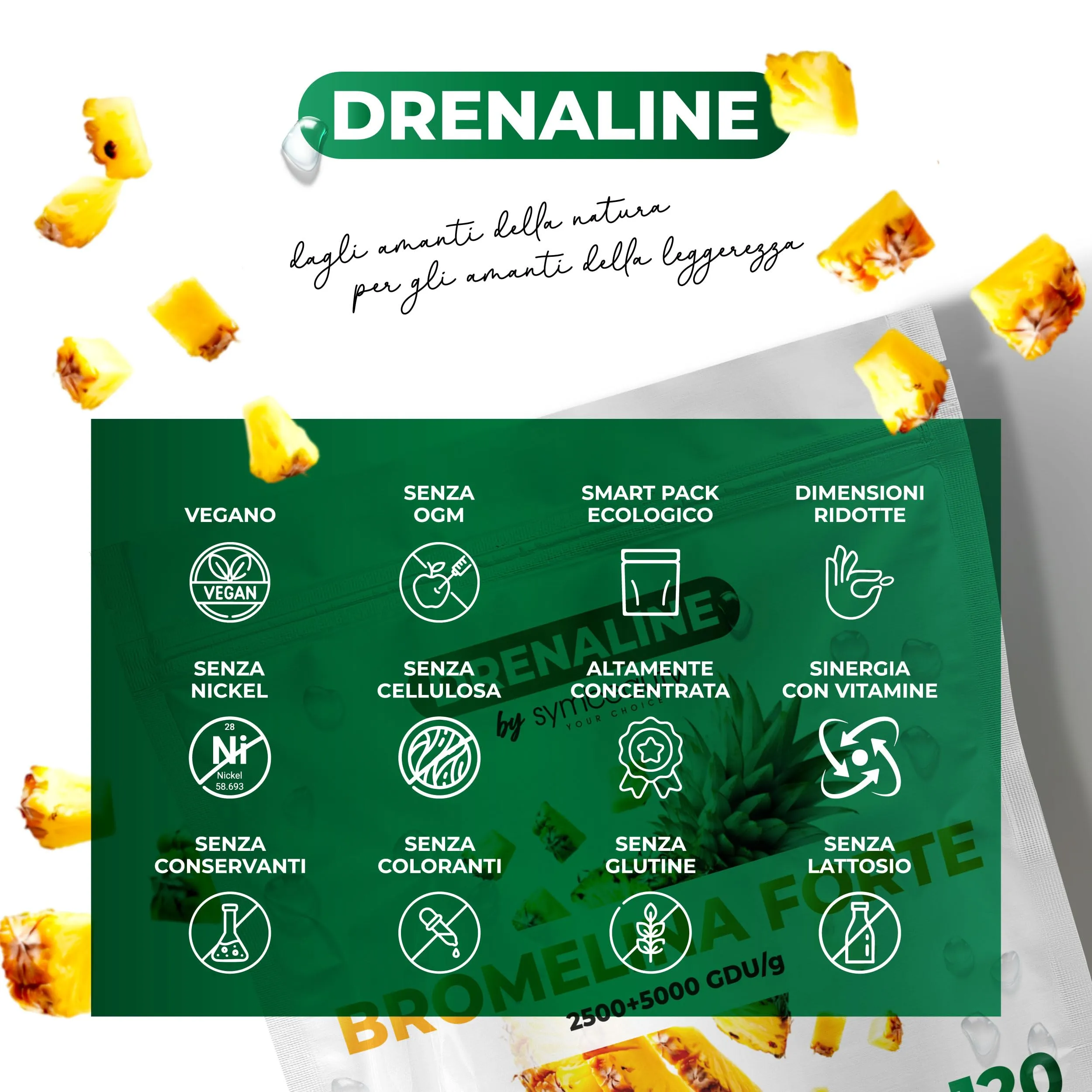 Symbeauty Bromelina Forte Drenaline 120 Cpr 5000GDU Complex Vegano - immagine 2