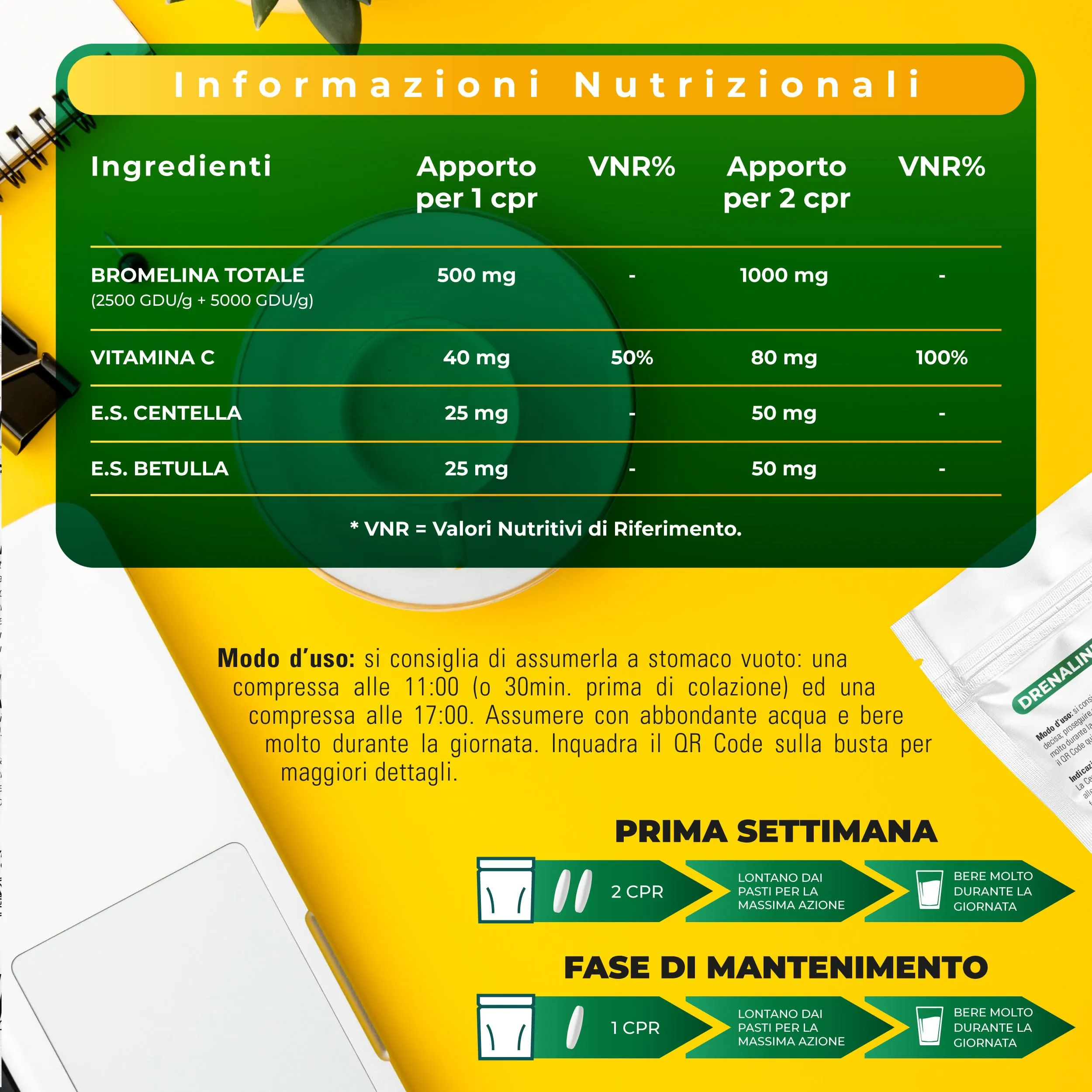 Symbeauty Bromelina Forte Drenaline 120 Cpr 5000GDU Complex Vegano - immagine 4