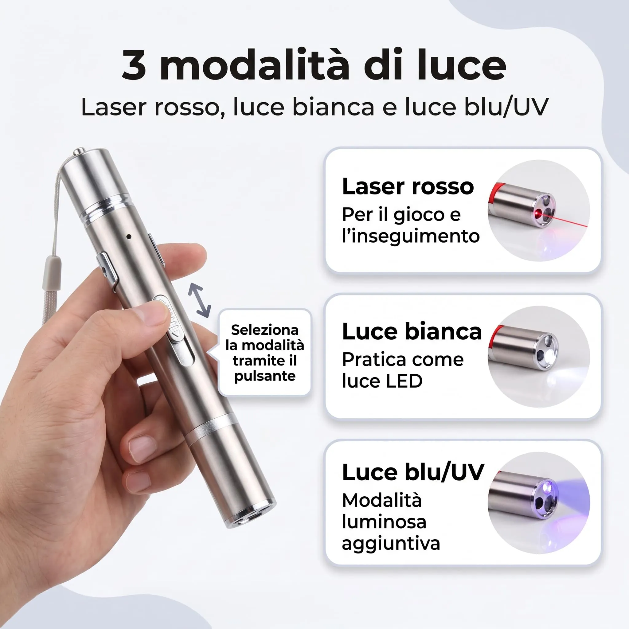 musapet Laser Puntatore per Gatti, Argento - immagine 4