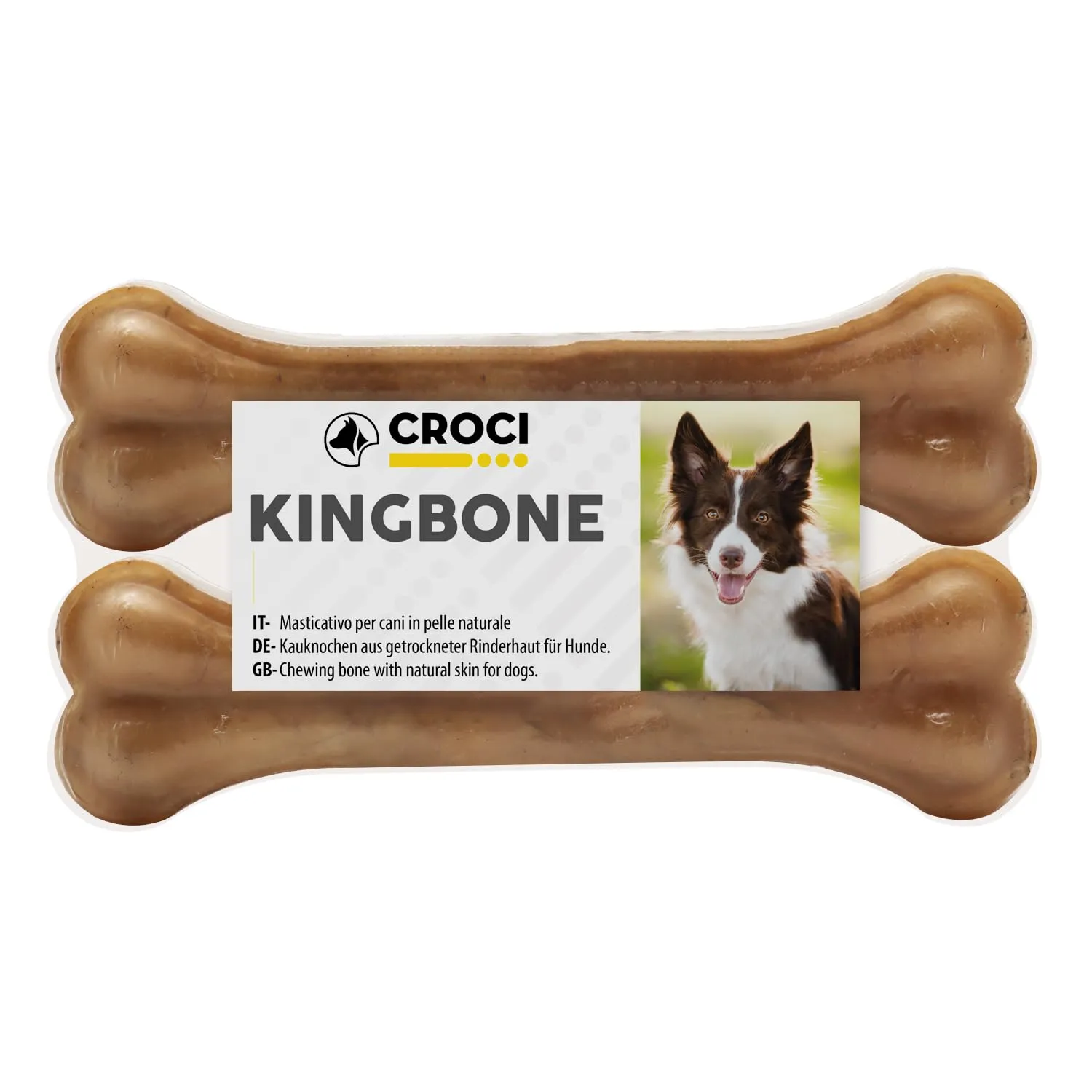 Croci King Bone Ossa in Pelle Bovina Naturale per Cani, 12,5 cm - 2 pz - immagine 1