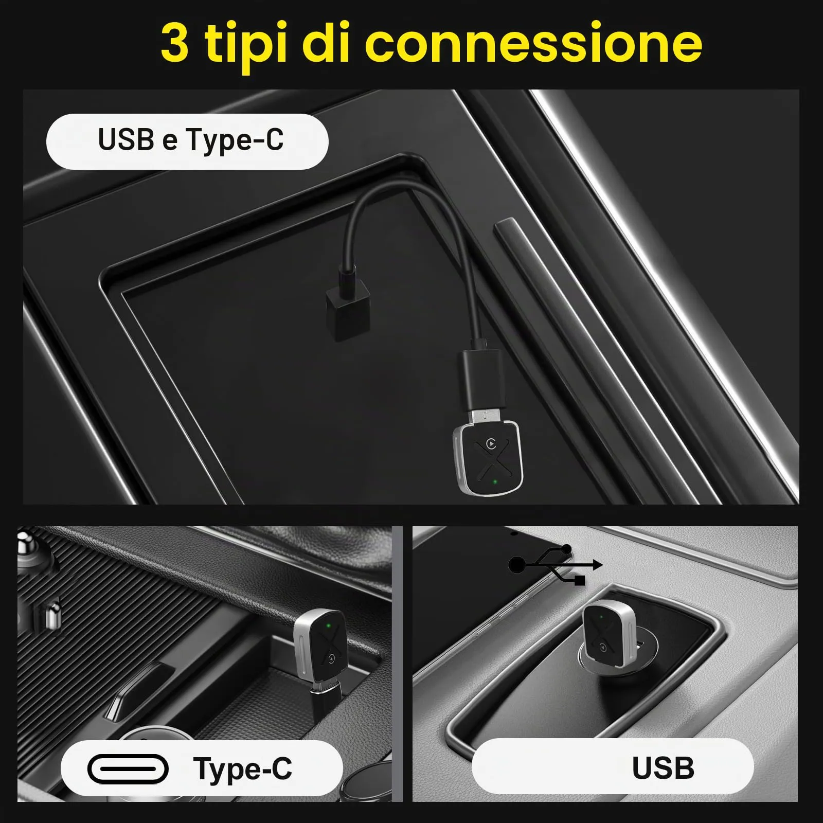 XILANHUA CarPlay Wireless Adapter for iPhone iOS 10+, USB to Wireless Converter, Compatible with 800+ Car Models (2016+) - immagine 4