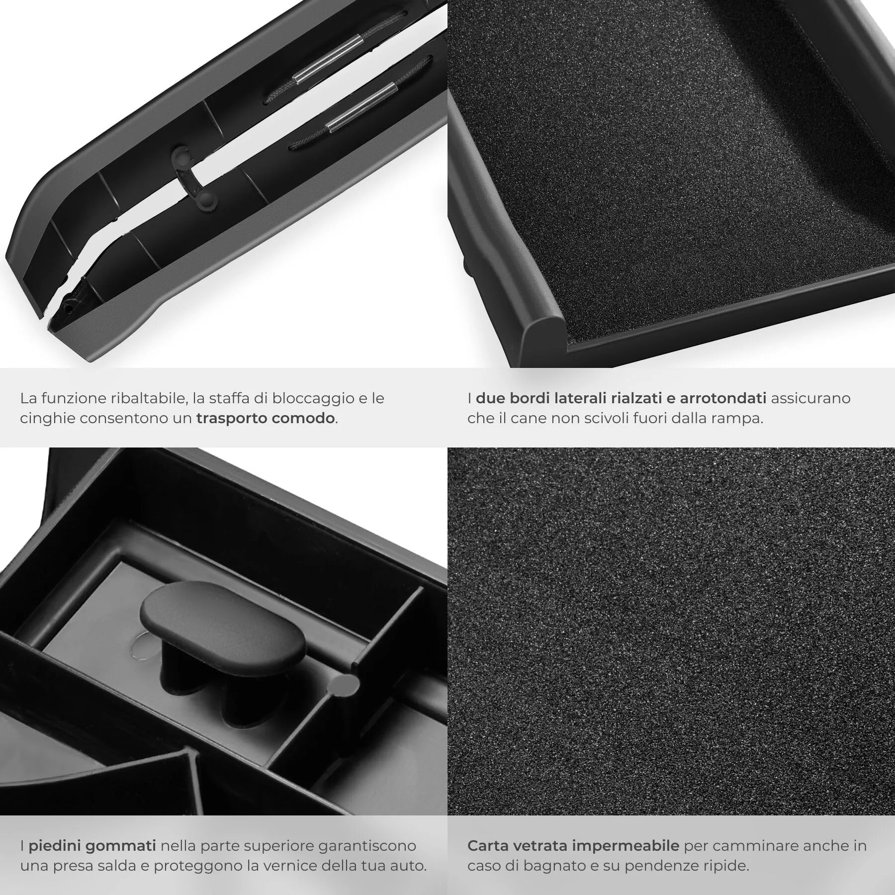 tectake Rampa per Cani Paw Step, Pieghevole e Antiscivolo, Supporto fino a 90kg, Nero - immagine 5