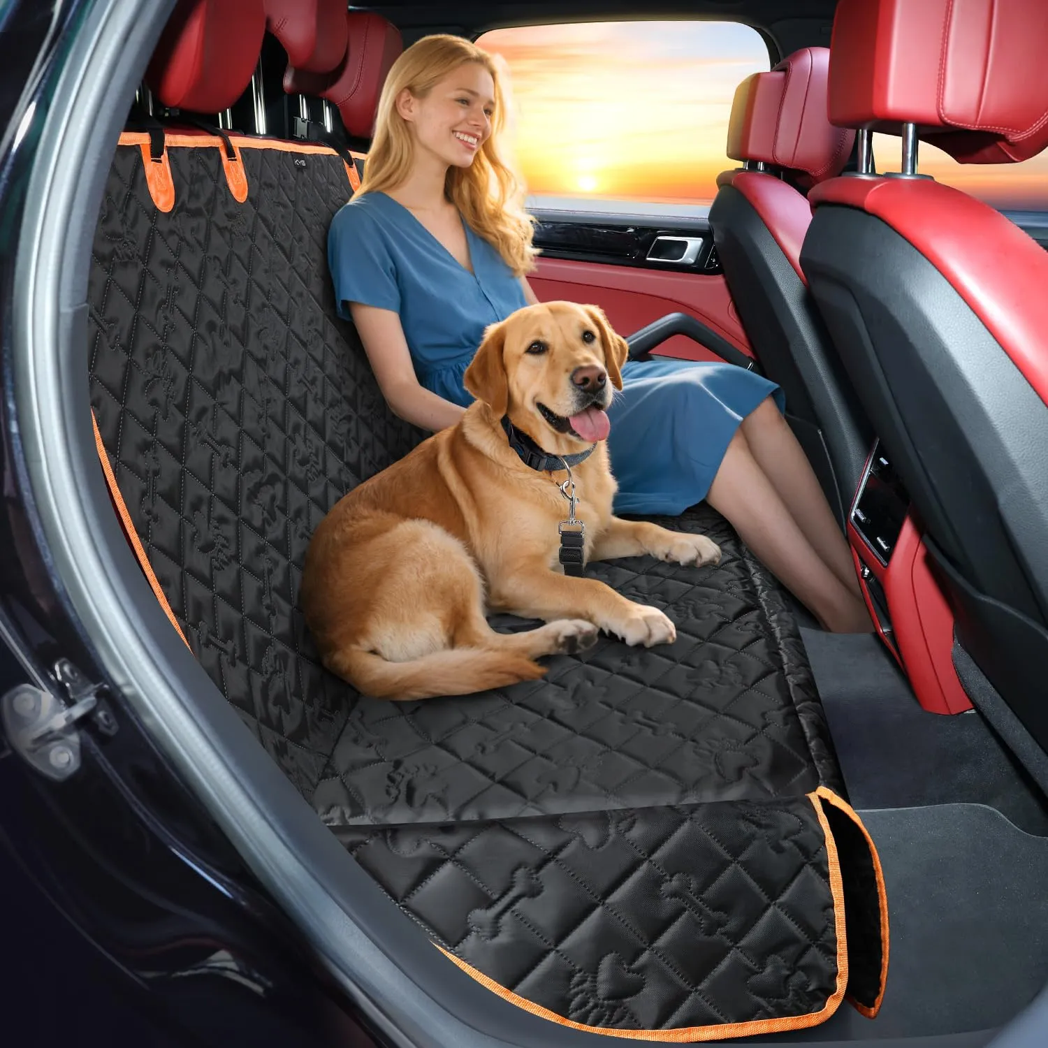 KYG Coprisedile Auto per Cani Posteriore, Antiscivolo e Antigraffio per Auto, SUV e Camion, 132x58x46cm - immagine 8
