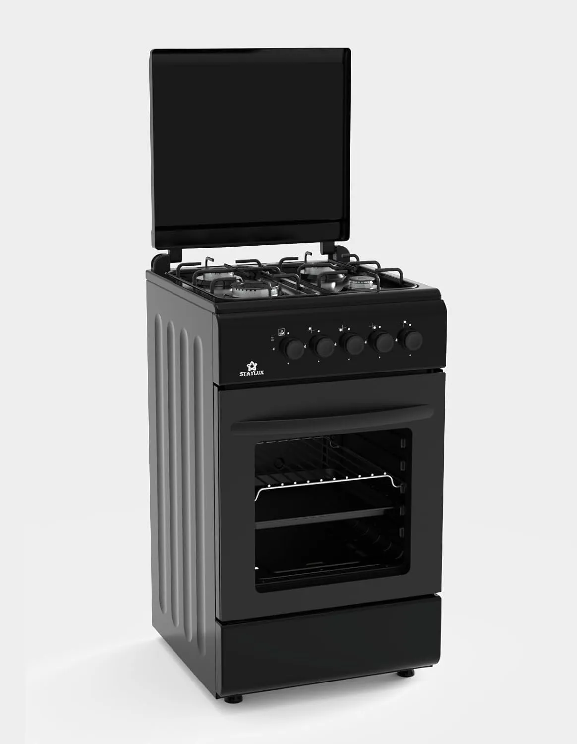 Staylux Cucina a Gas 4 Fuochi con Forno 50 x 50 cm Nero con Coperchio 55-G40F - immagine 1