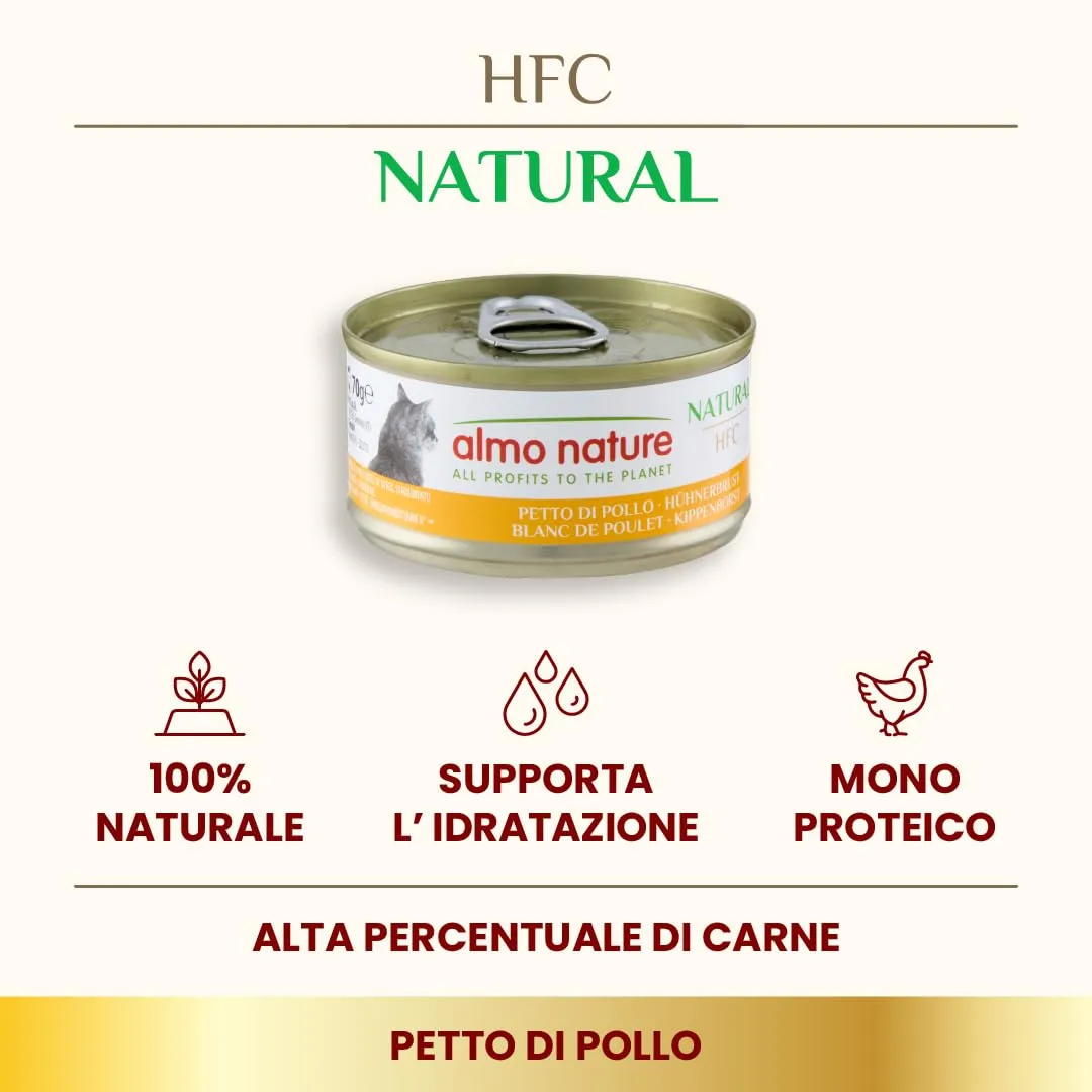 Almo Nature HFC Natural Alimento Umido per Gatti Petto di Pollo 420 g (6 x 70 g) - immagine 2