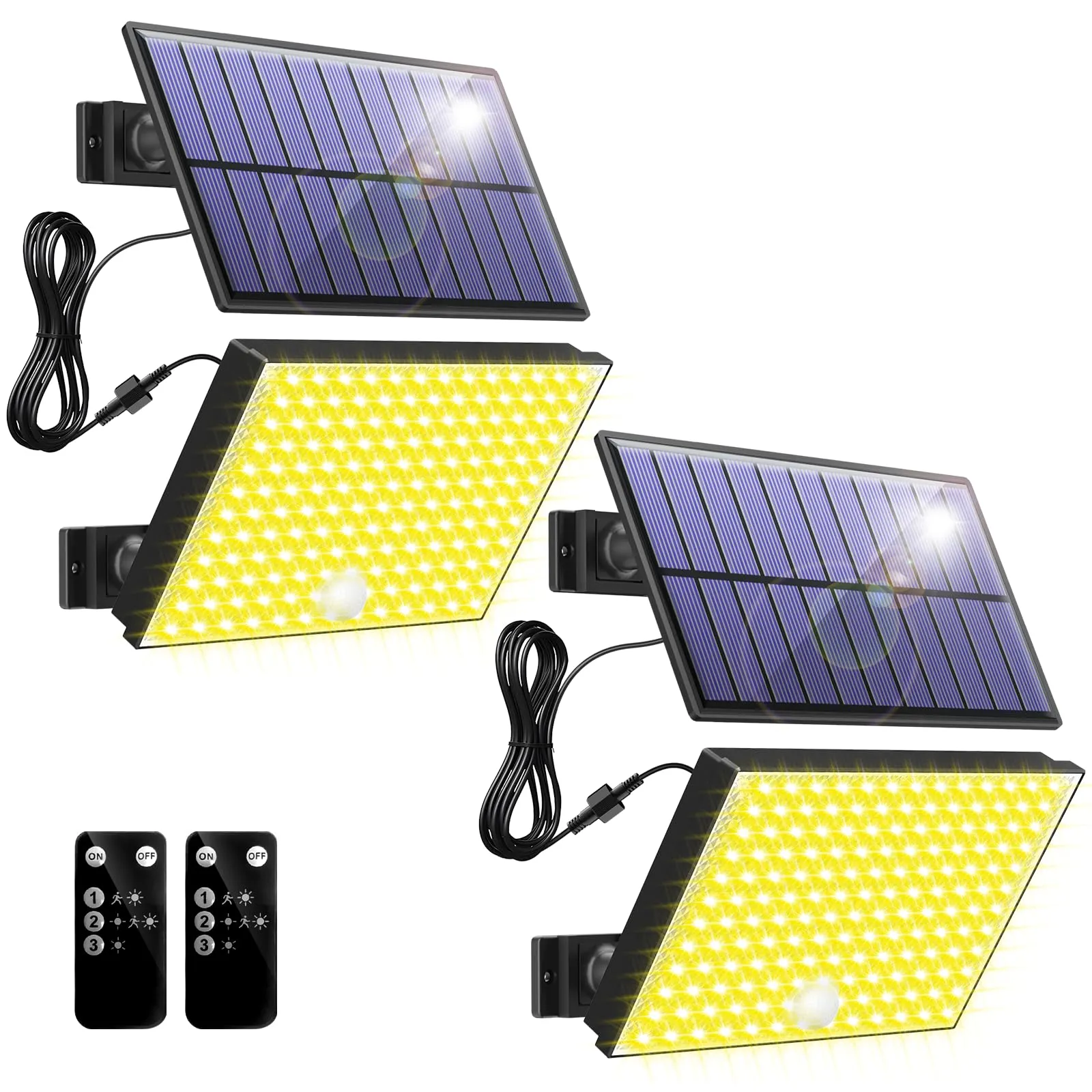 Topabol Faretto Solare da Esterno con Sensore di Movimento, Giallo Caldo, 2 Pezzi, T-400 - immagine 1