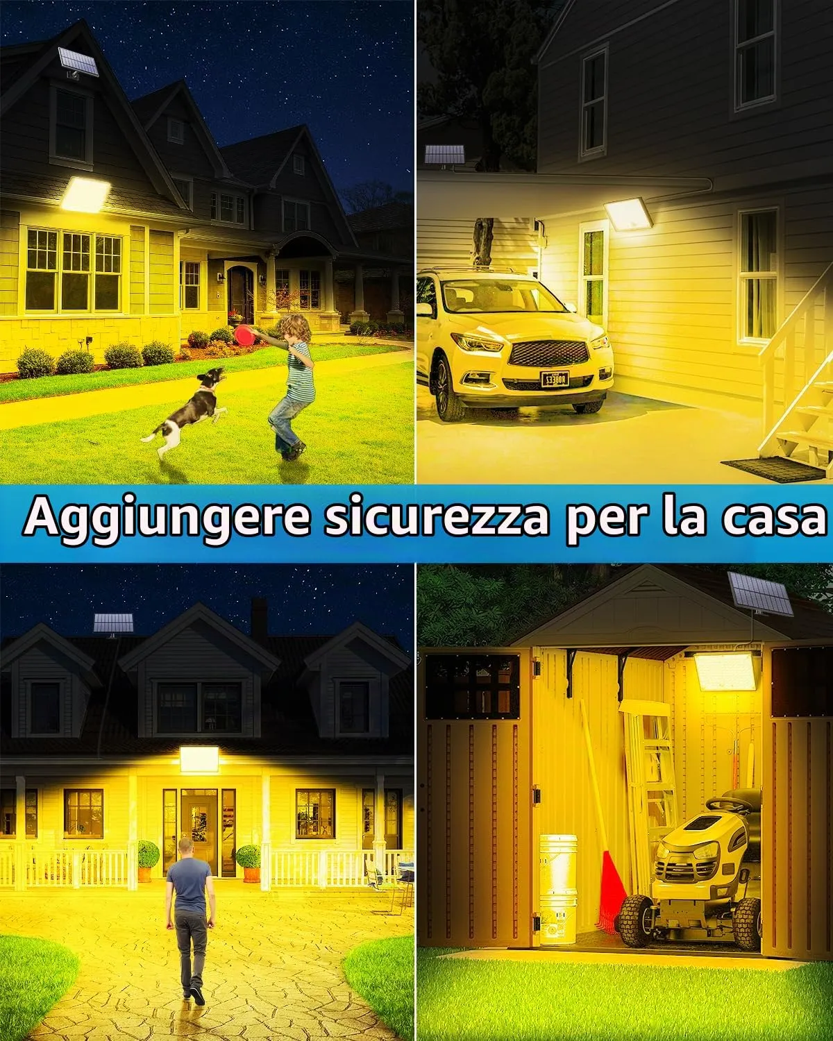 Topabol Faretto Solare da Esterno con Sensore di Movimento, Giallo Caldo, 2 Pezzi, T-400 - immagine 7
